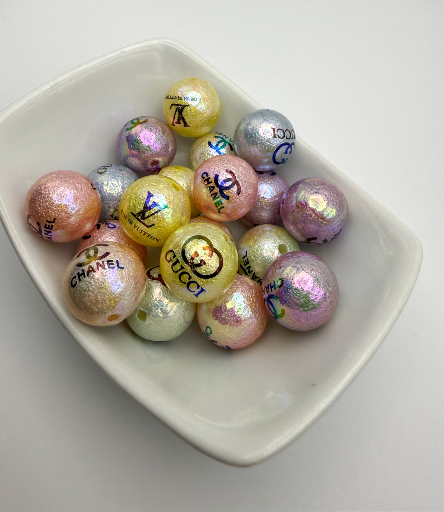 Colorful Metallic 16mm DIY Pen Keychain Acrylic Bead Set