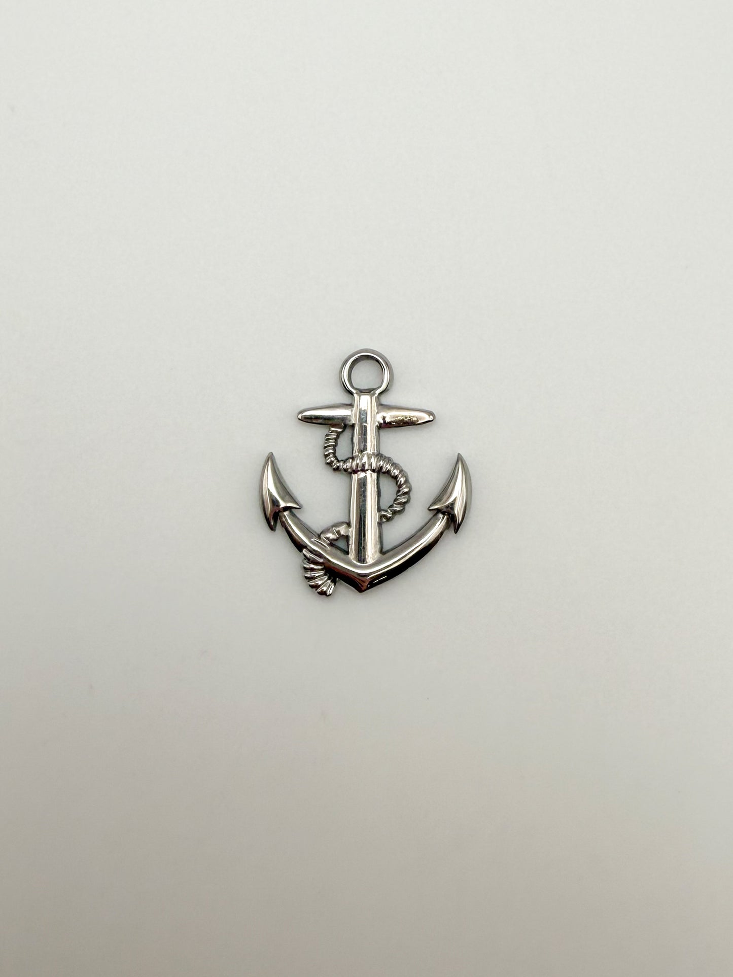 Stainless Steel Silver Anchor with Rope Charm Pendant