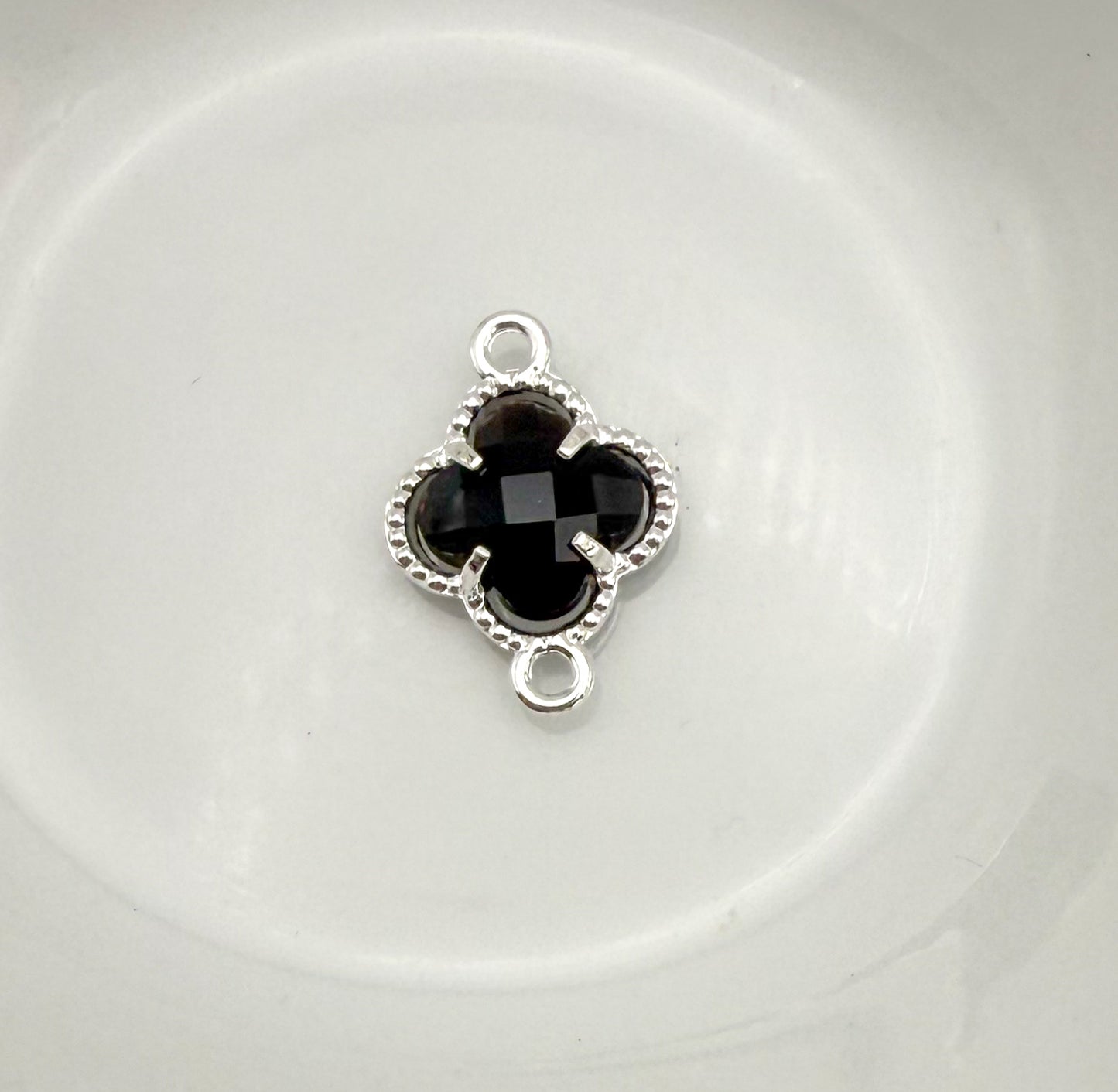 Colorful Double Link Clover Glass Charm Connectors-Gold & Silver