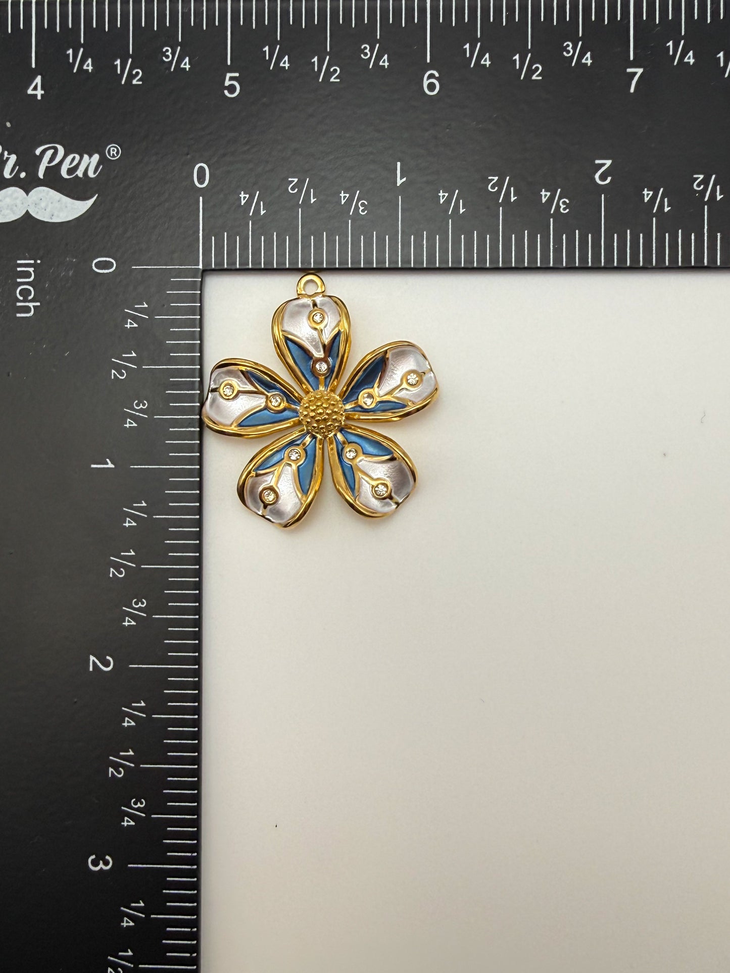 Stainless Steel Gold & Enameled Elegant Flower Pendant