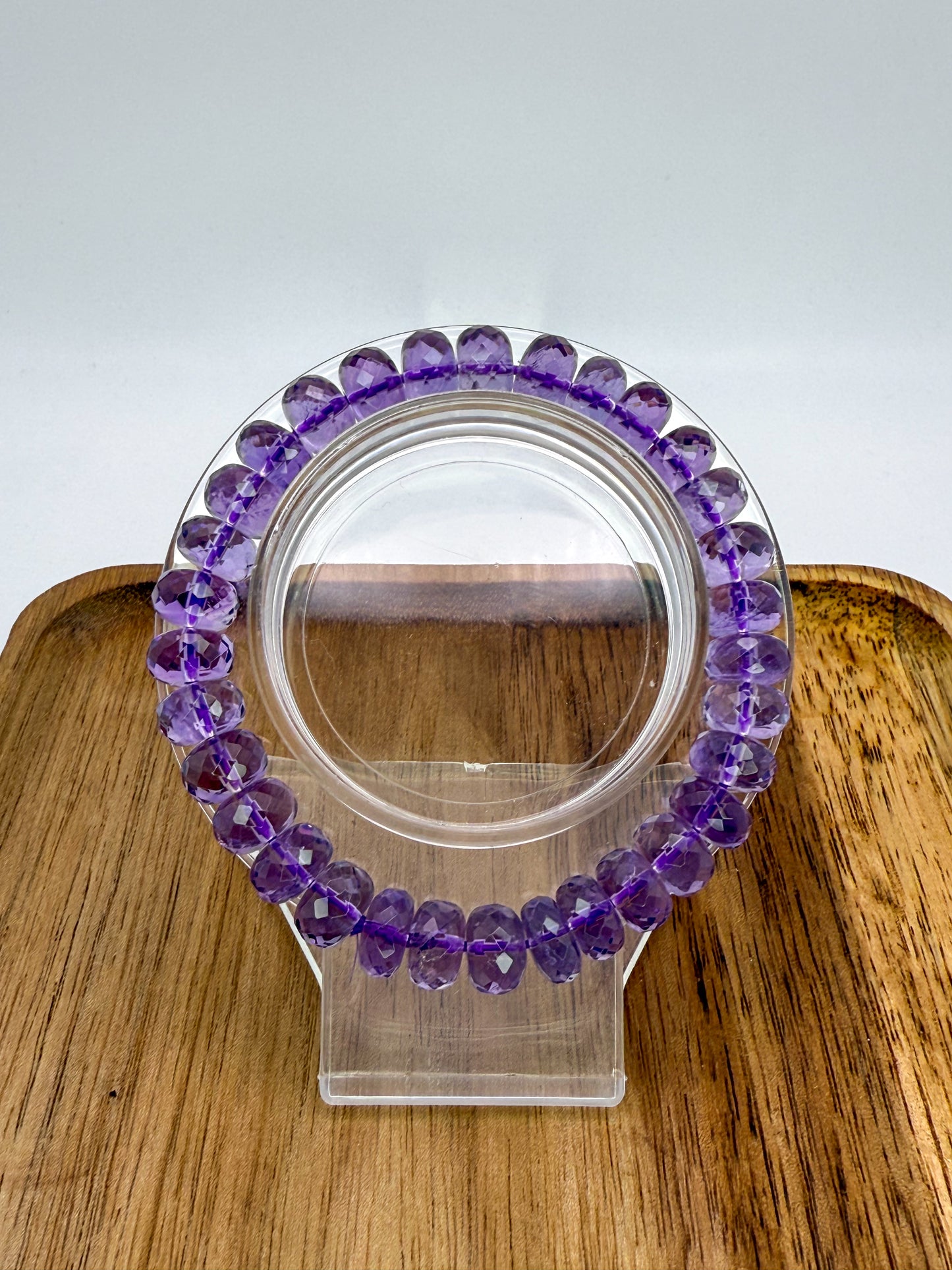 High Quality Natural Amethyst Faceted Donut Shaped Beaded Bracelet