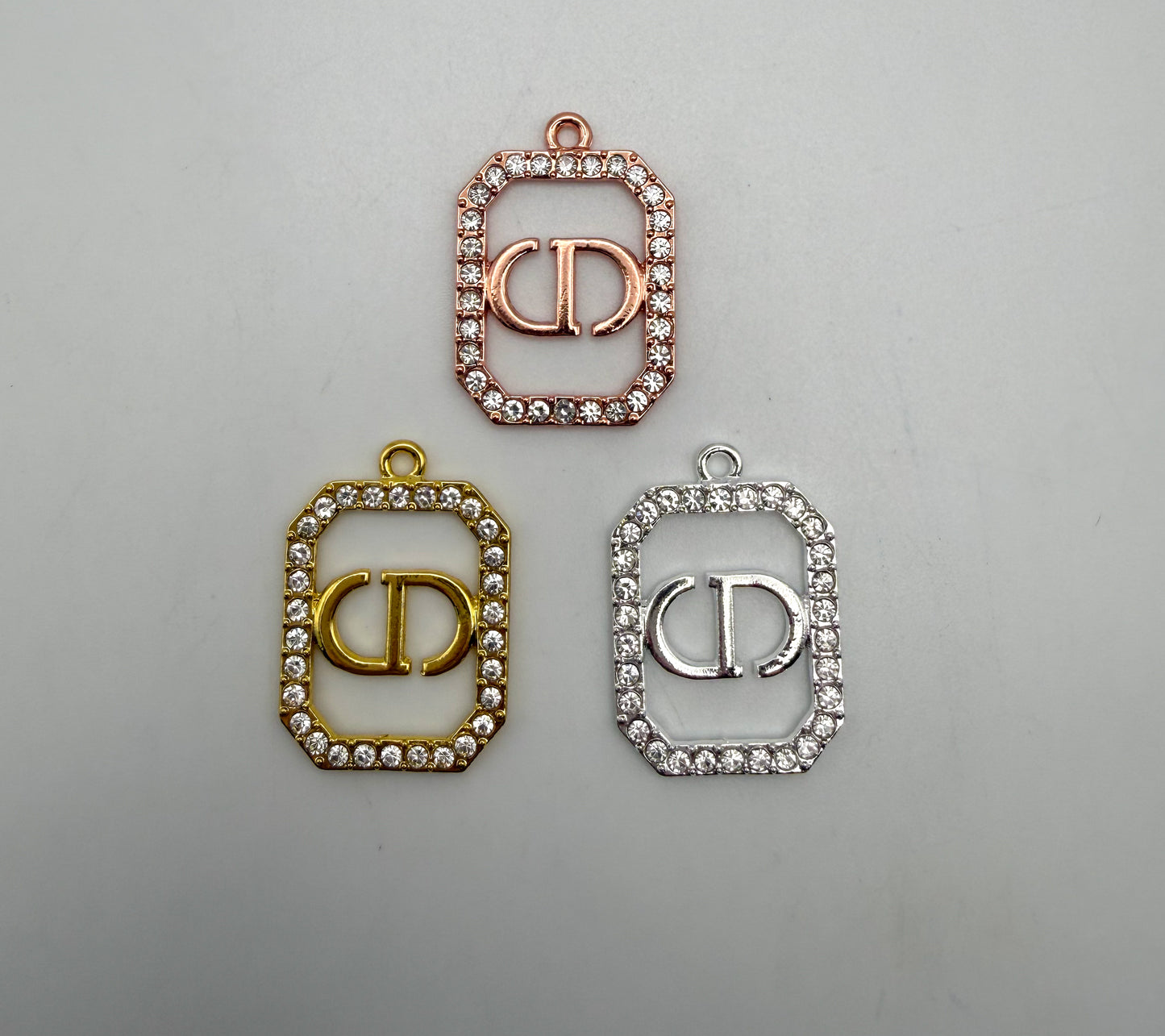 CDior Designer Multi Color Rhinestone covered DIY Metal Charm Pendant