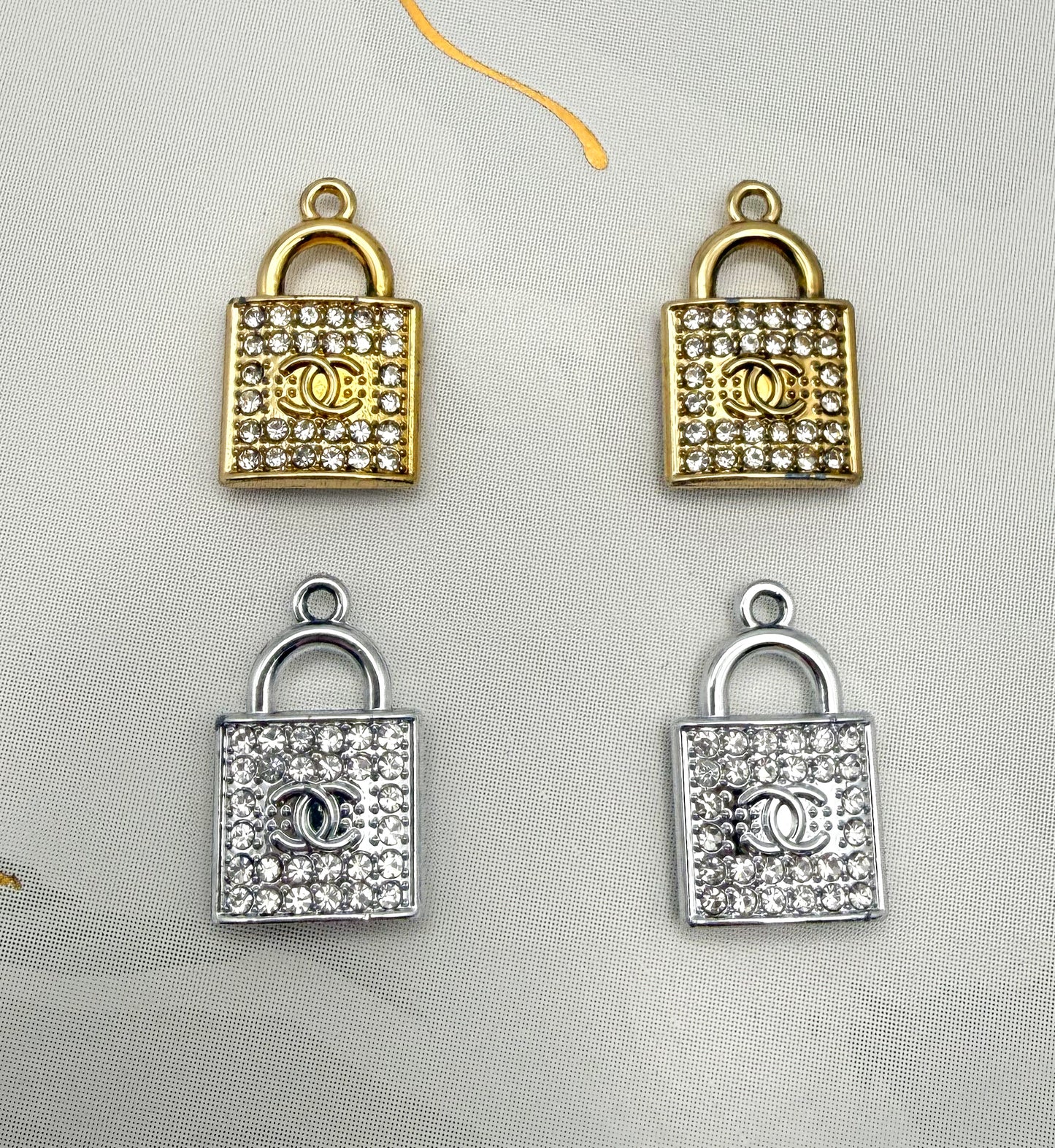 CC Rhinestone Lock Metal Charms
