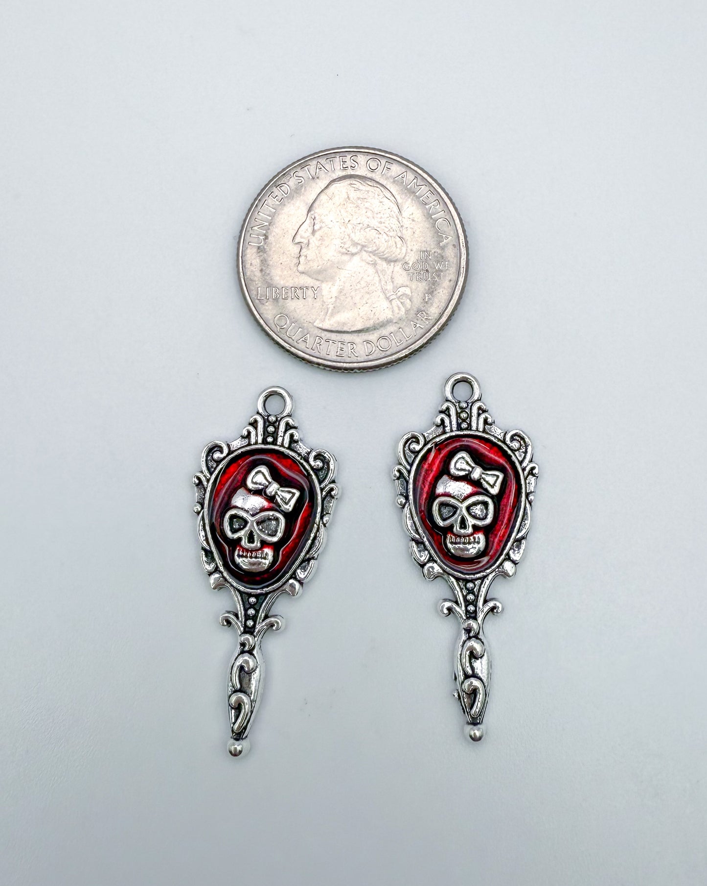 Skull Princess Mirror DIY Silver Charm