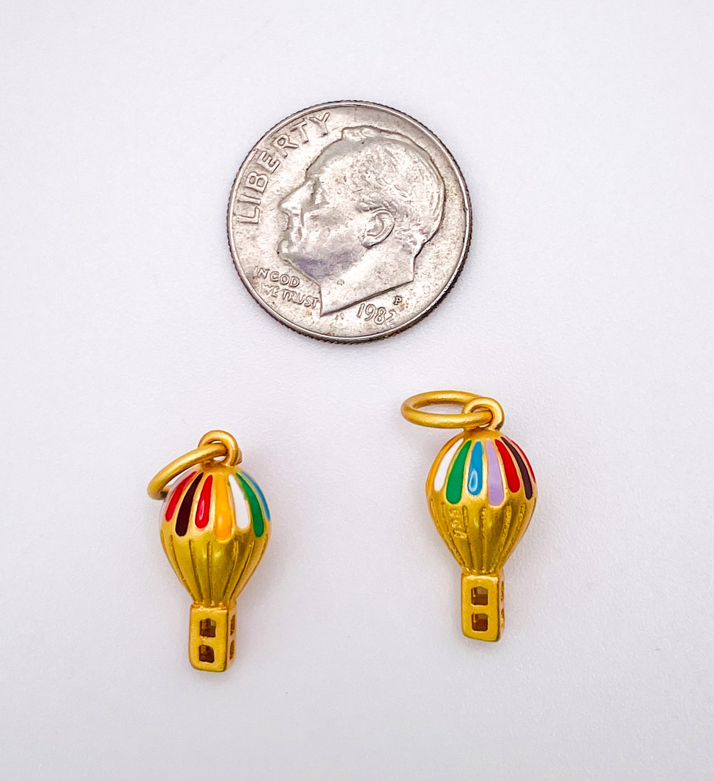 Enameled Hot Air Balloon S999 Gold Charms