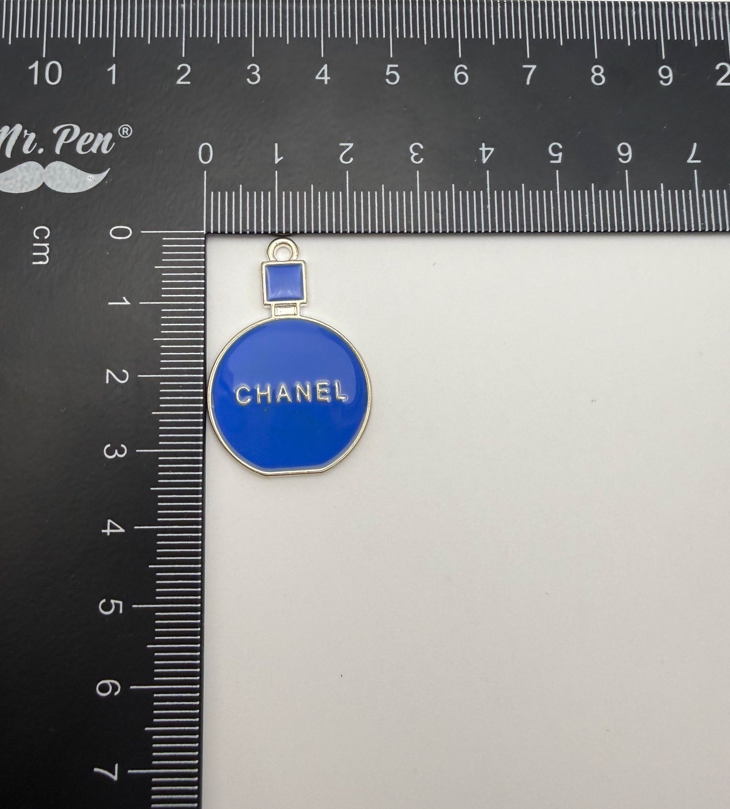 Chanel Perfume Bottle Silver & Gold Enamel Charm Pendants
