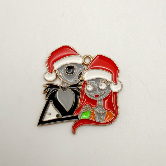 Jack & Sally Christmas Gold Metal Charms