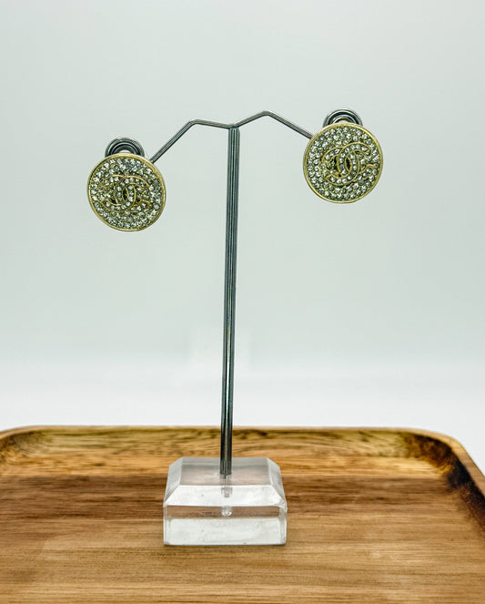 Bling CC Designer Gold Stud Earrings