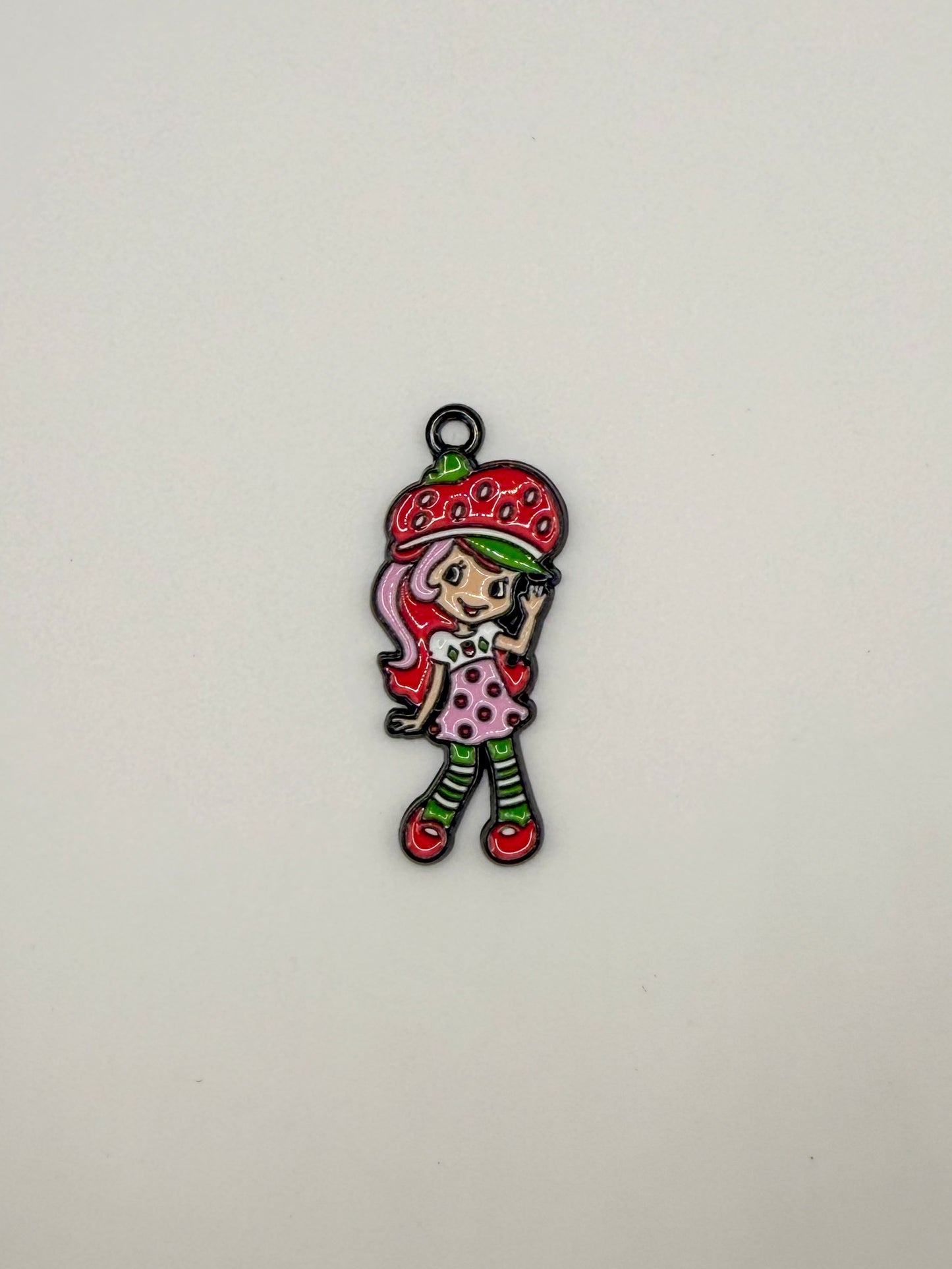 Strawberry Girl Metal Charm