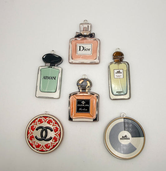 NEW Special Designer Perfume Bottle & Circle Acrylic DIY Charms Keychain