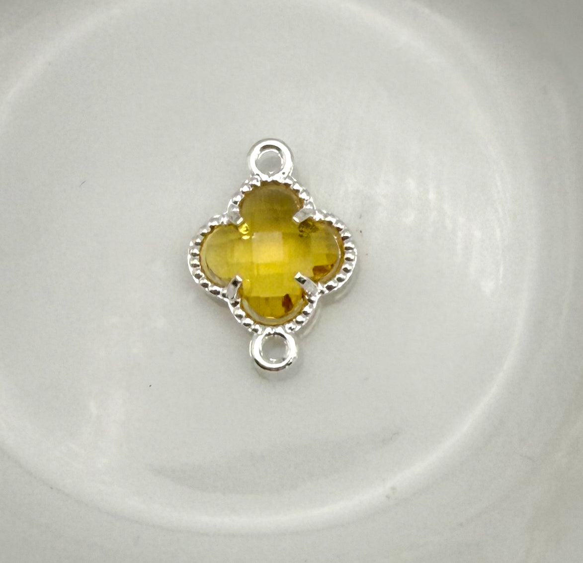 Colorful Double Link Clover Glass Charm Connectors-Gold & Silver