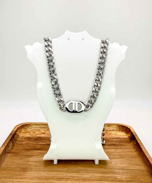 C Dior Designer Stainless Steel Cuban style Adjustable Necklaces