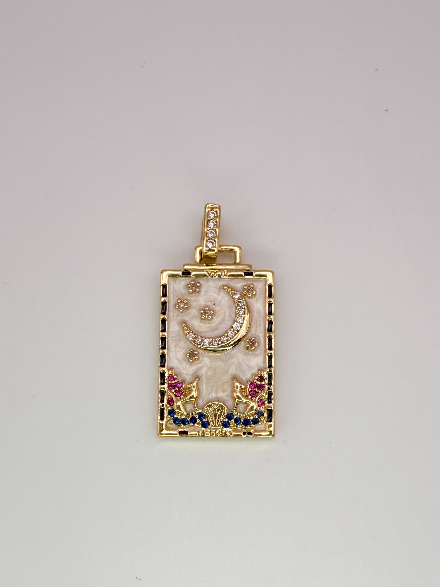 Gold The Wheel Tarot Card & Moon Card Pendants