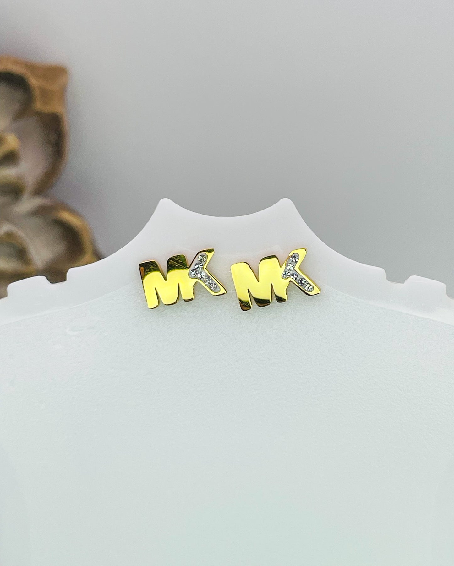 MK Gold Stainless Steel Stud Earrings