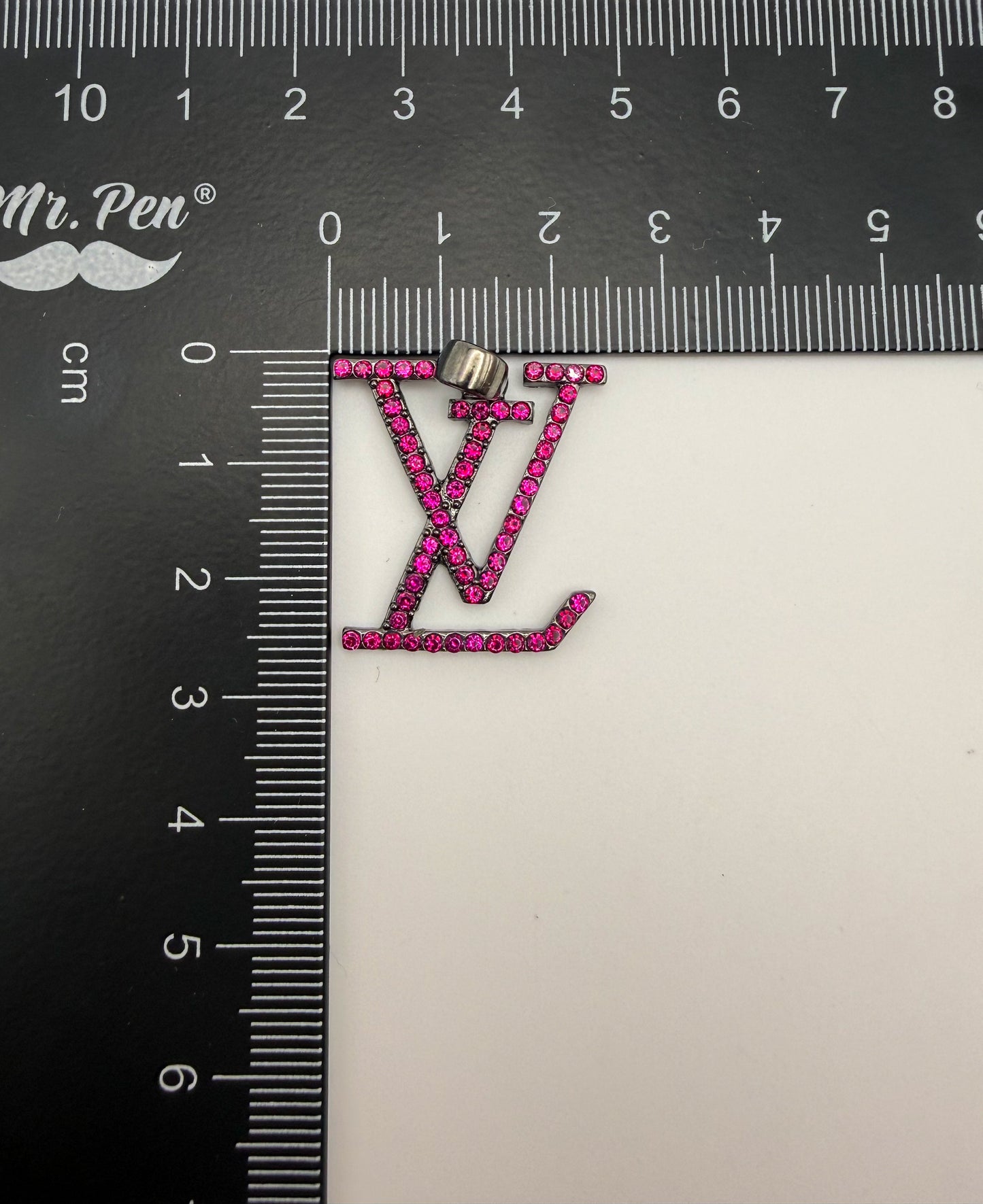 Pink Rhinestone Black LV Designer Metal Pendant
