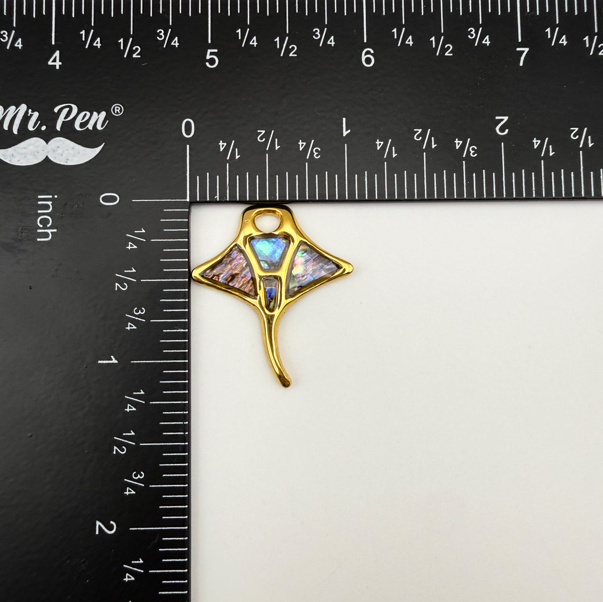Gold Stainless Steel Abalone Shell Mantra Ray Sea Creature Charm Pendant DIY