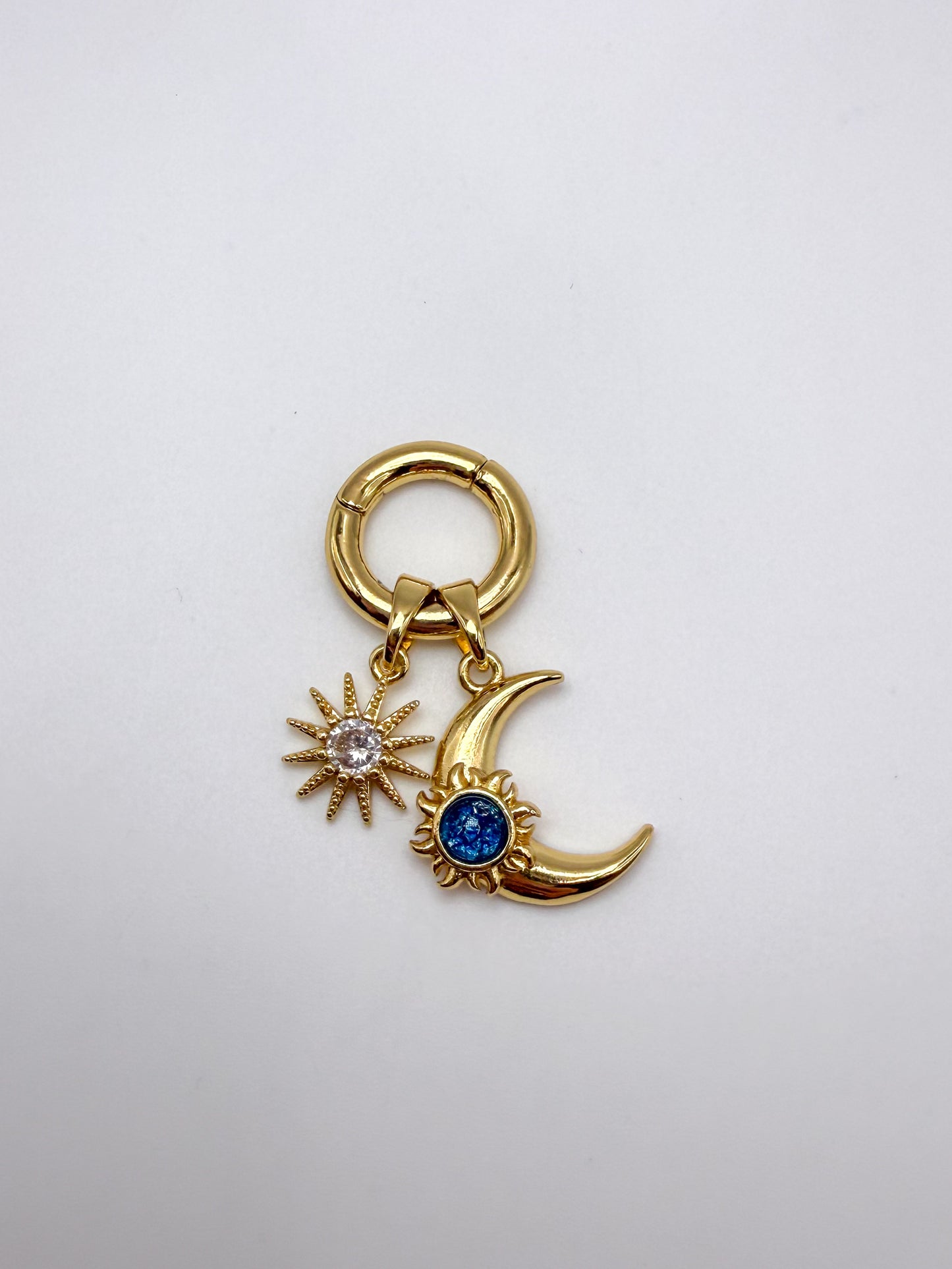 Gold Moon & Star Mini Carabiner Pendant