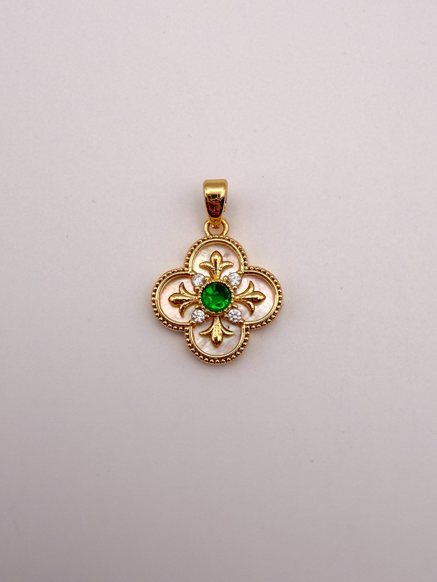 Gold Mother of Pearl Shell Clover Charms