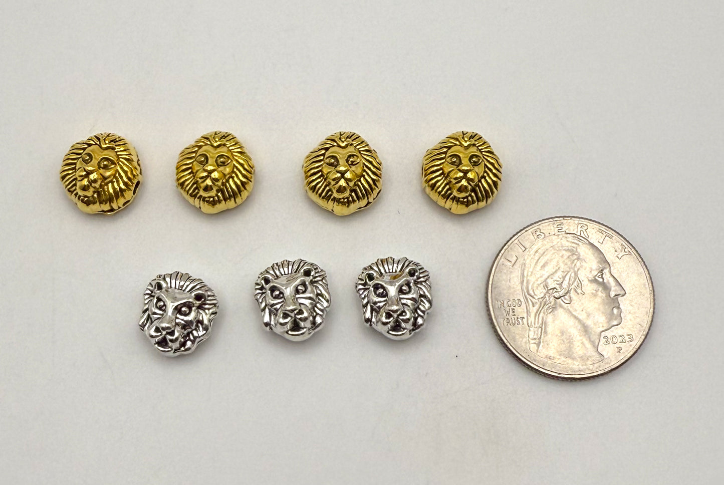 Lion Head Gold & Silver Spacer Charm Beads