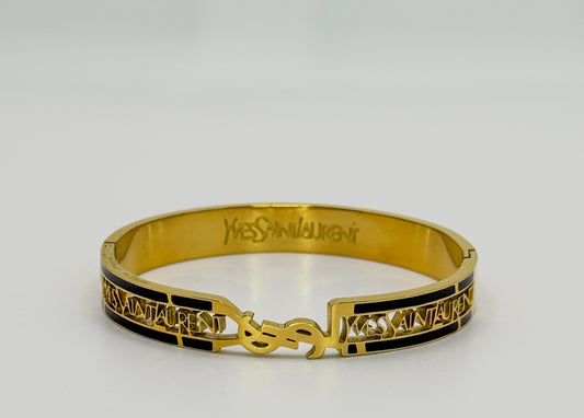 High Quality YSL Designer Gold Stainless Steel Bangle Bracelet with Designer Stamp