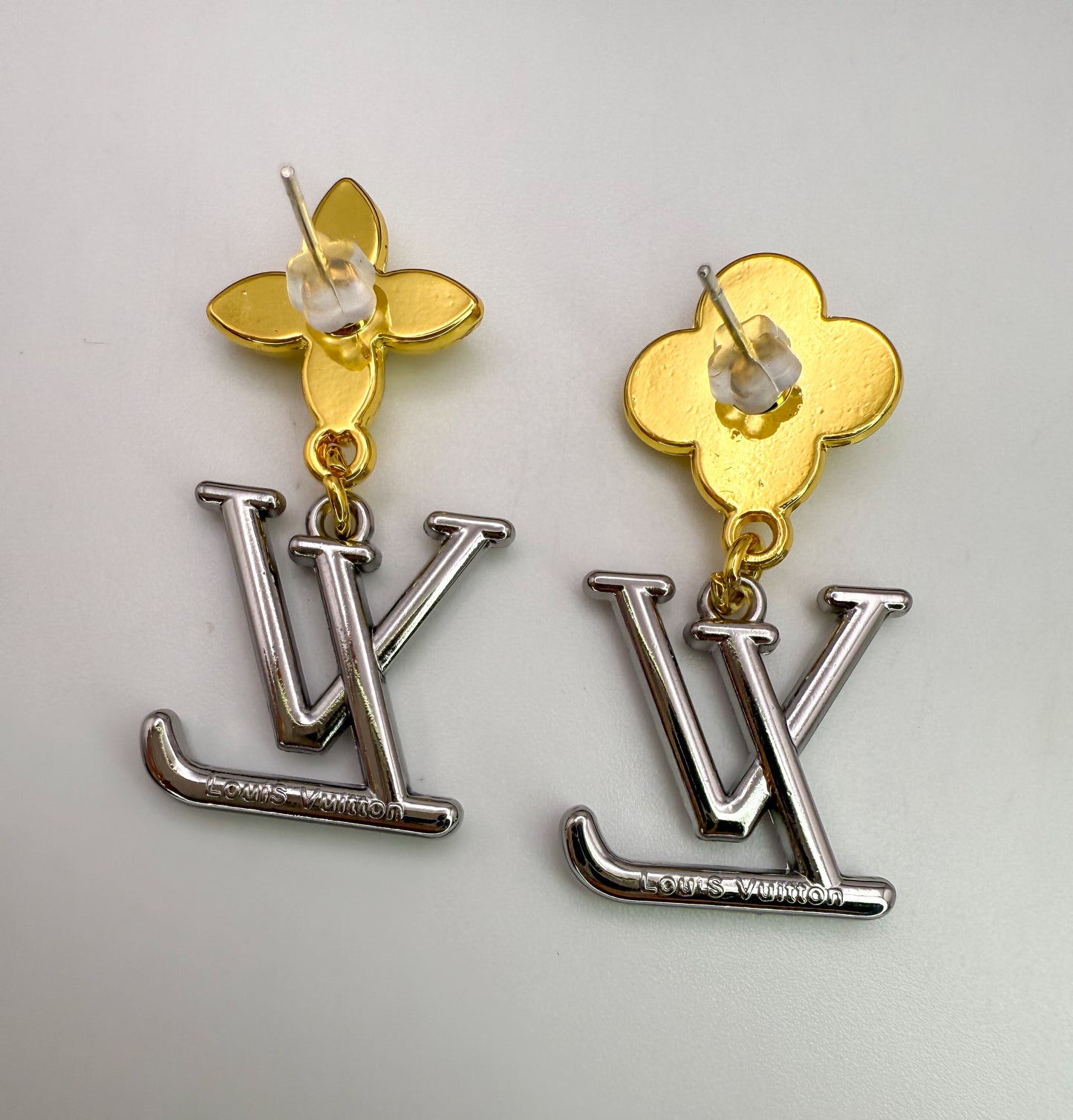 Gold & Silver LV Stud Earrings