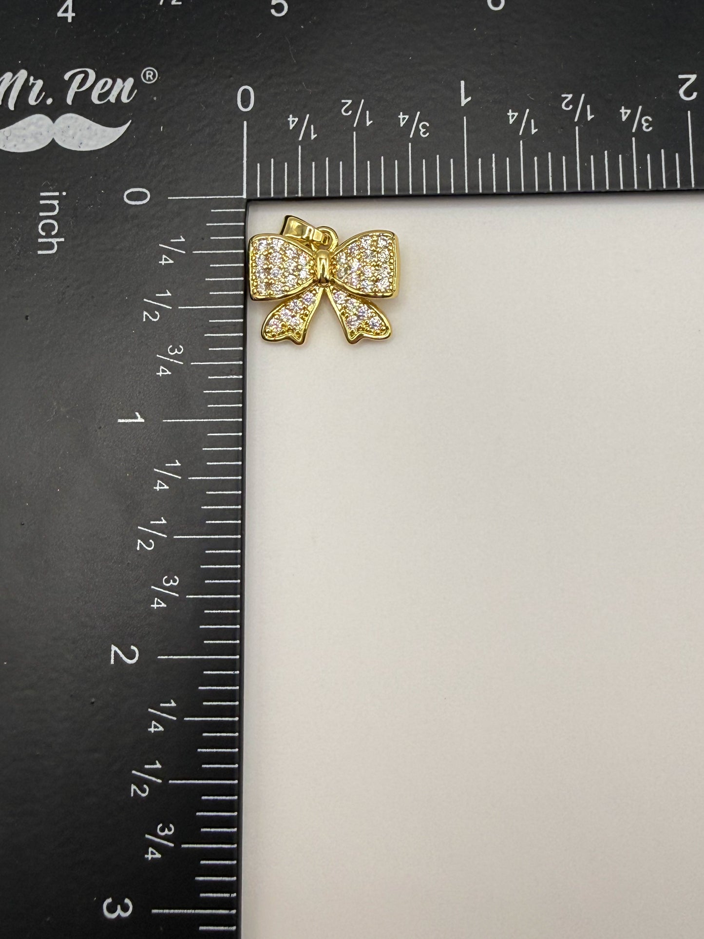 Sparkling Gold & Silver Bow Metal Charm Pendants