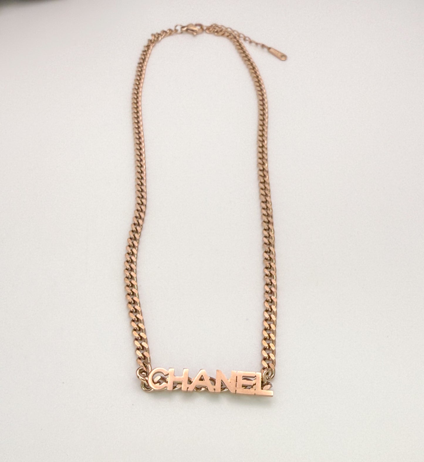 Rose Gold CC Cuban Style Adjustable Necklace