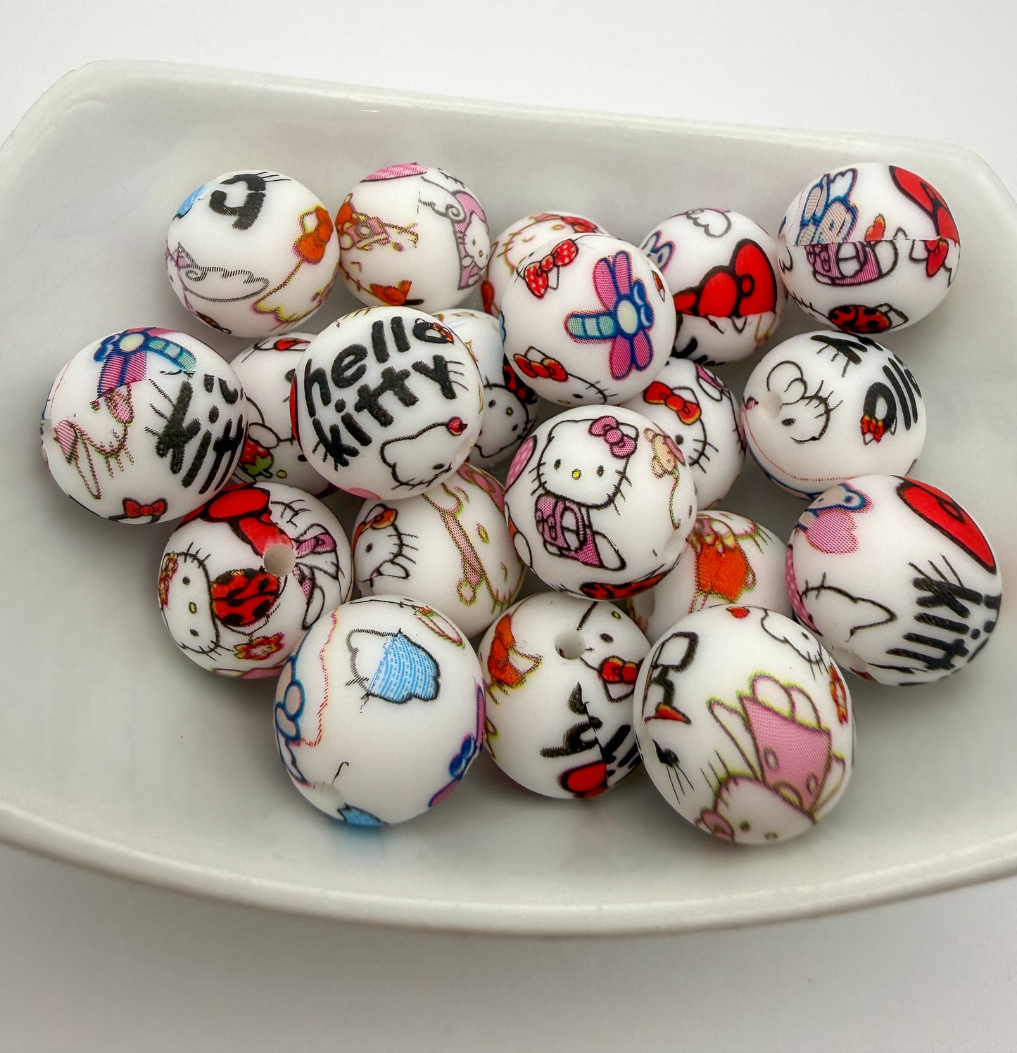 Hello Kitty Printed Silicone DIY Pen Keychain Beads