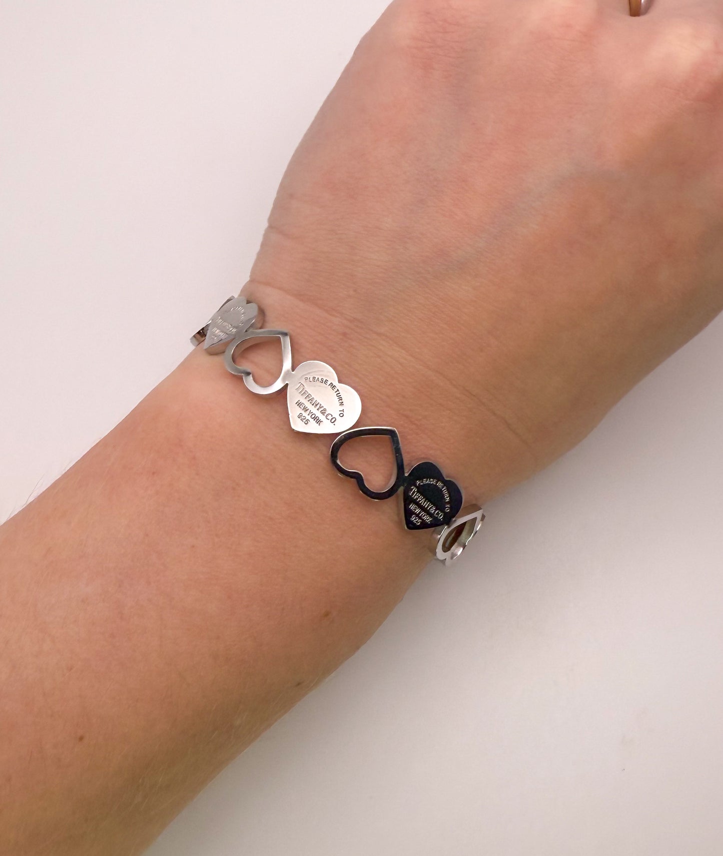 Open Front Tiff n Co. Silver Stainless Steel Bangle Bracelet