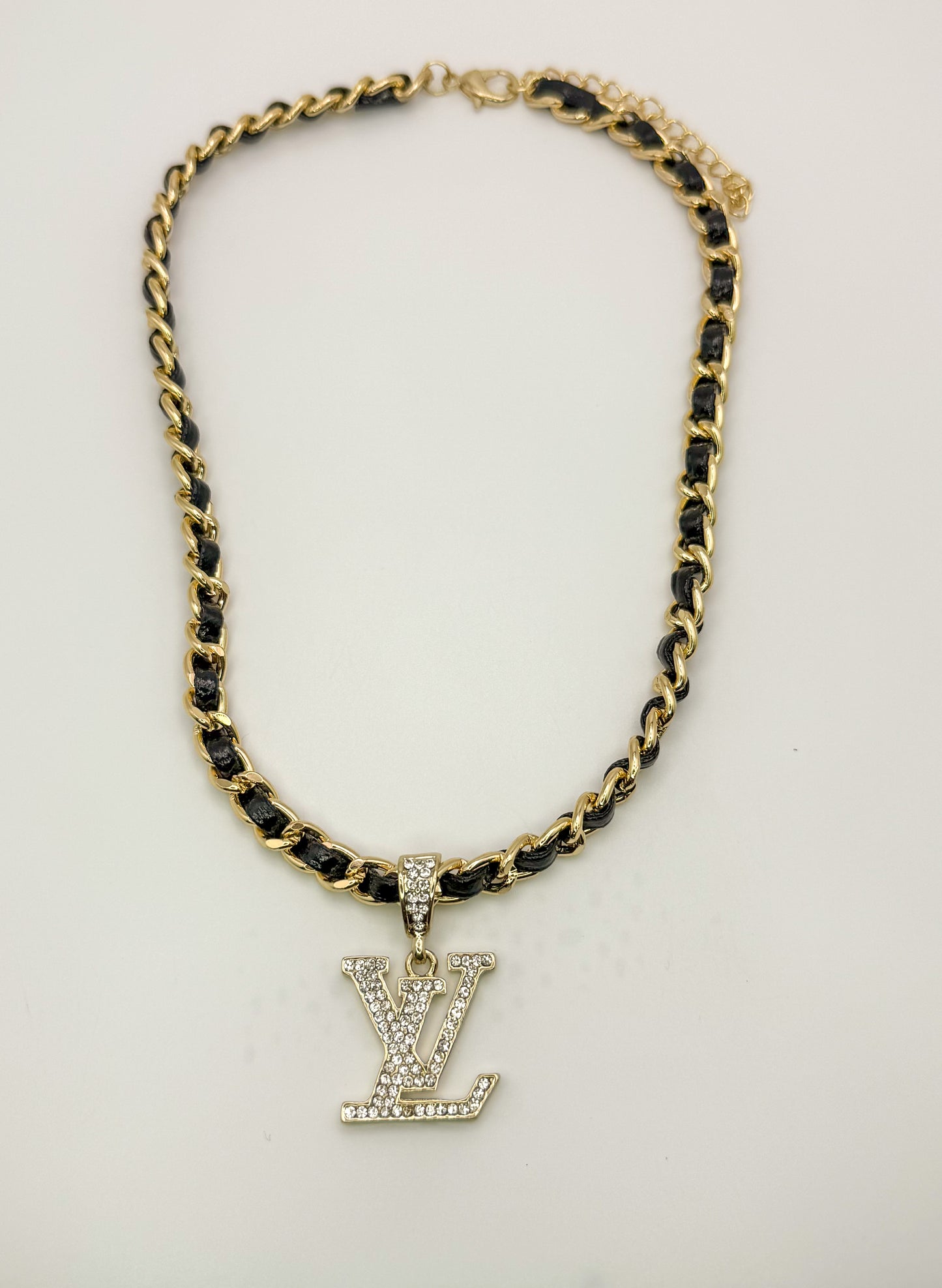 Bold n Gold LV Designer Leather Weaved Necklace