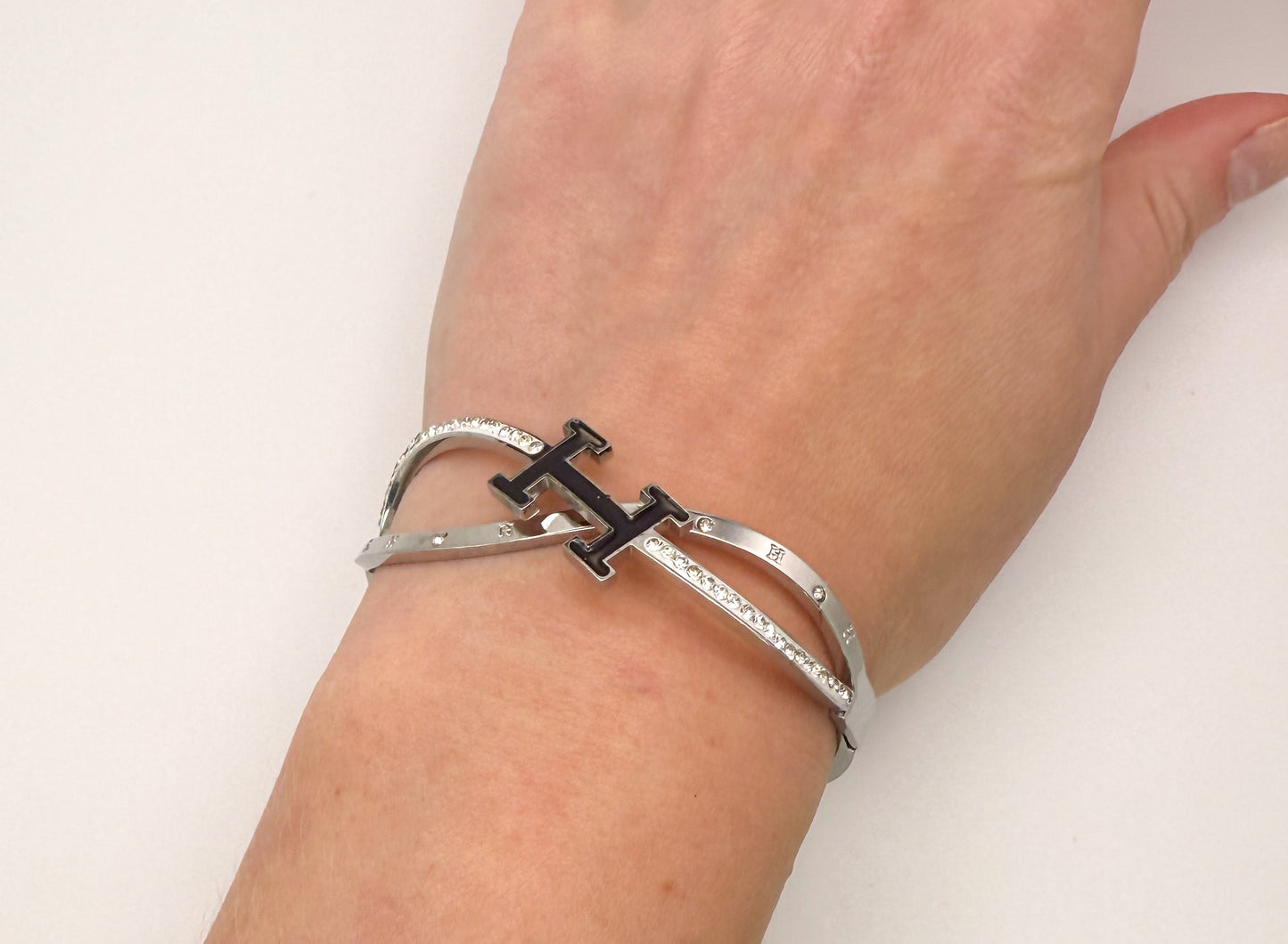 Silver Stainless Steel Hermes Designer Bangle Bracelet