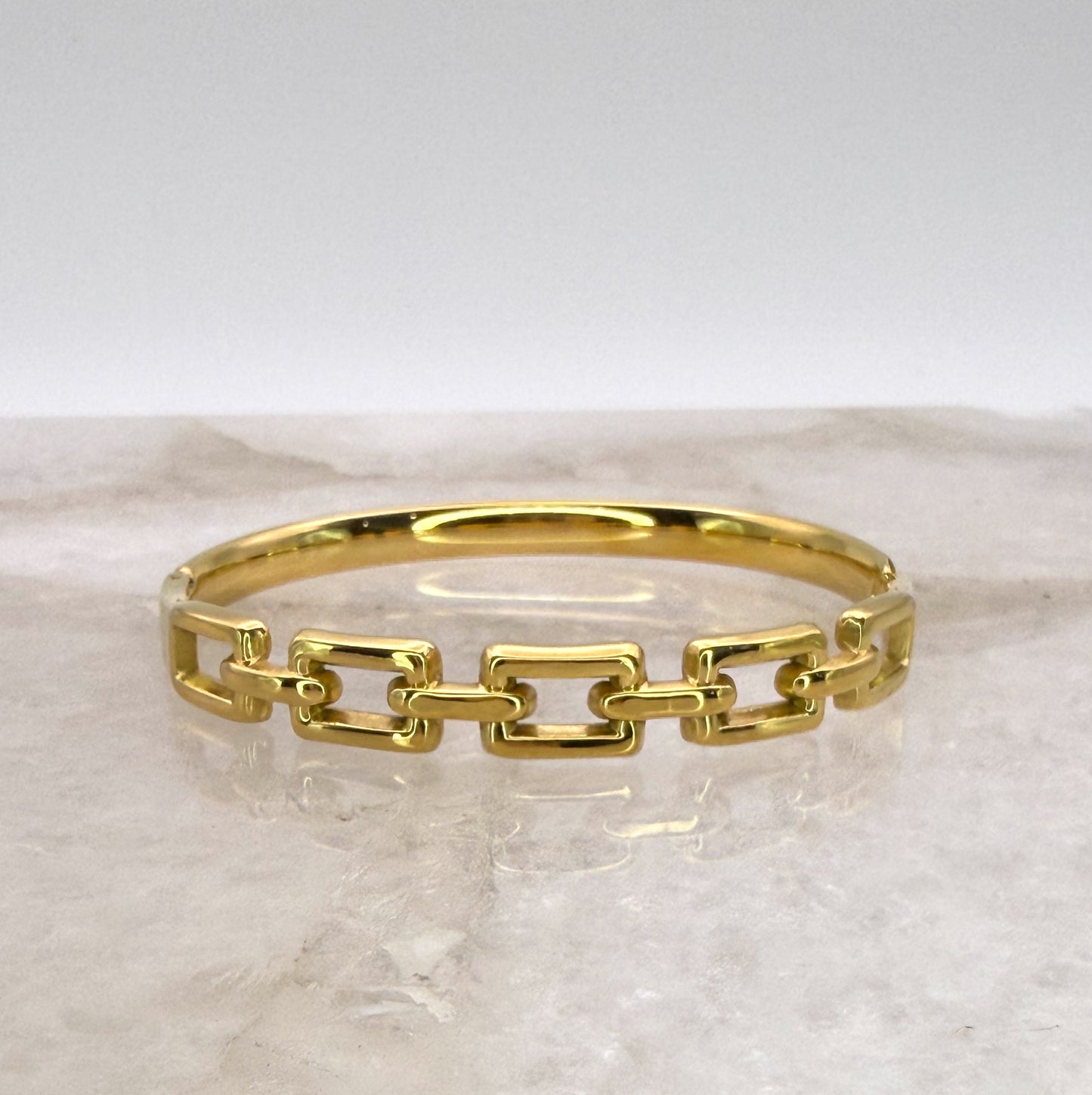 Gold Stainless Steel Chain Link Bangle Bracelet