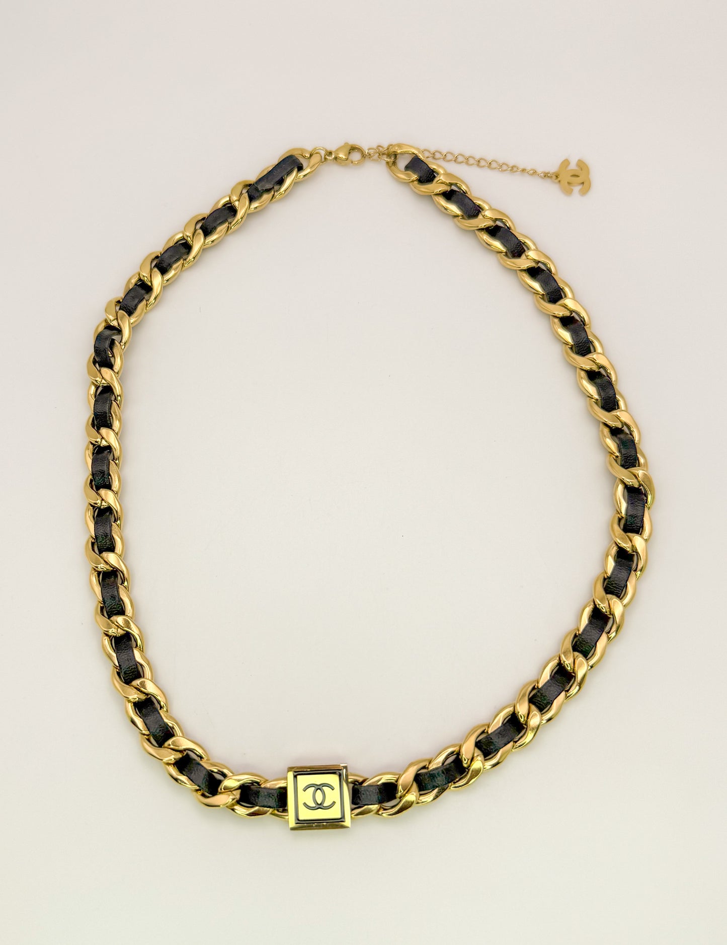 Chanel Gold & Leather Necklace Bracelet Set