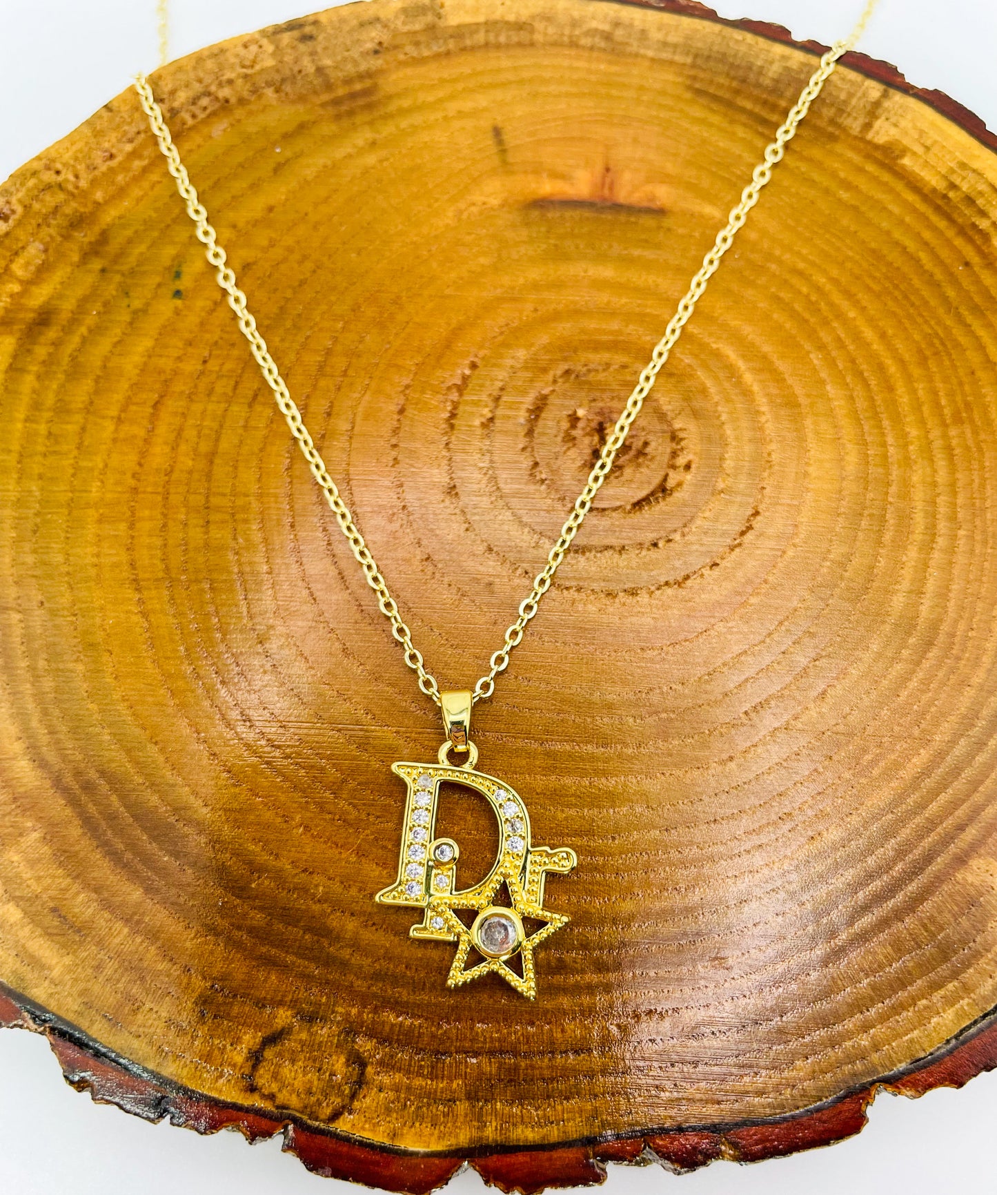 16k Gold Filled D Brand Pendant Necklace