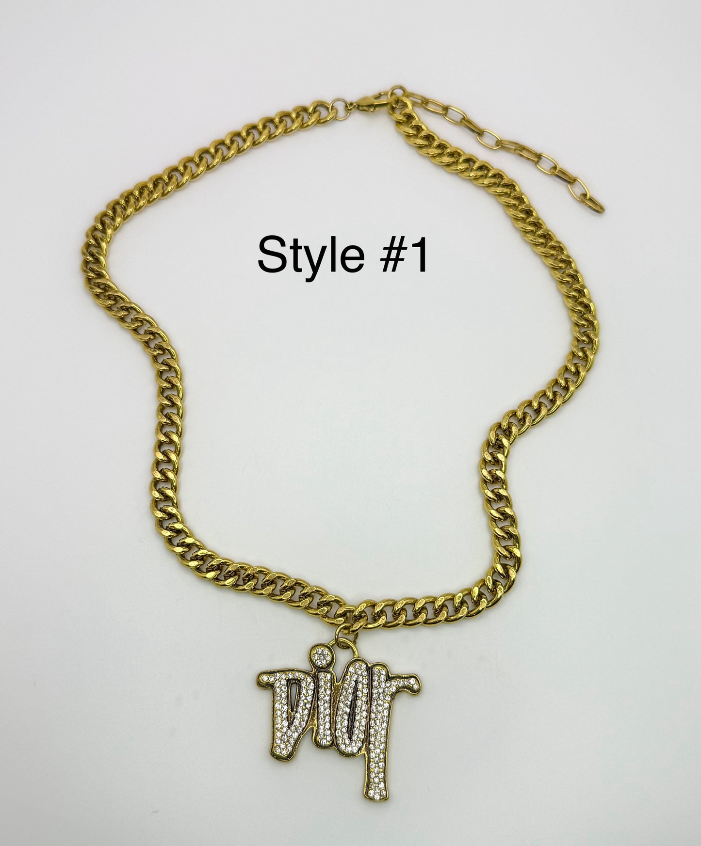 Gold DIOR Designer Pendant Cuban Necklaces