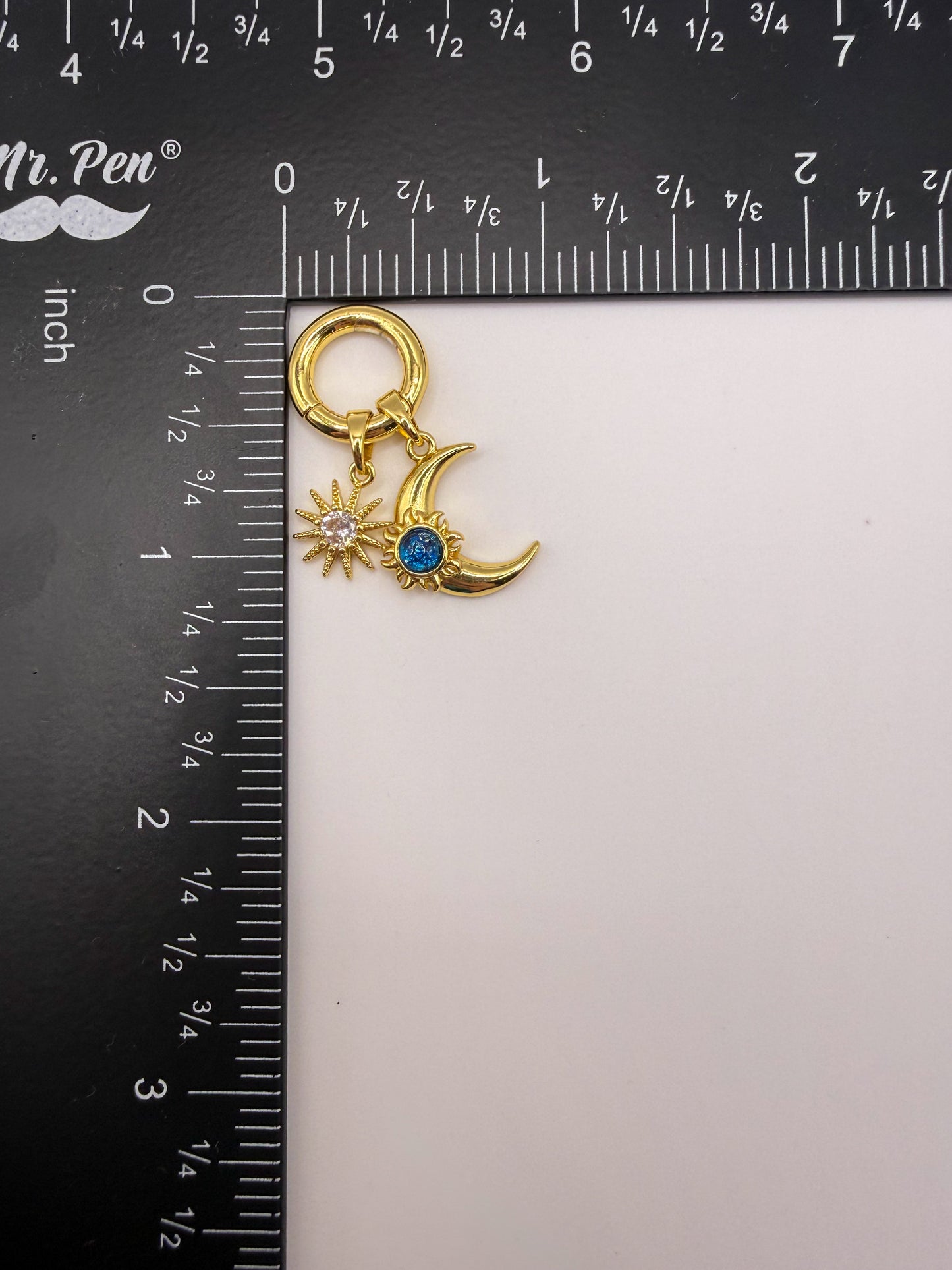 Gold Moon & Star Mini Carabiner Pendant