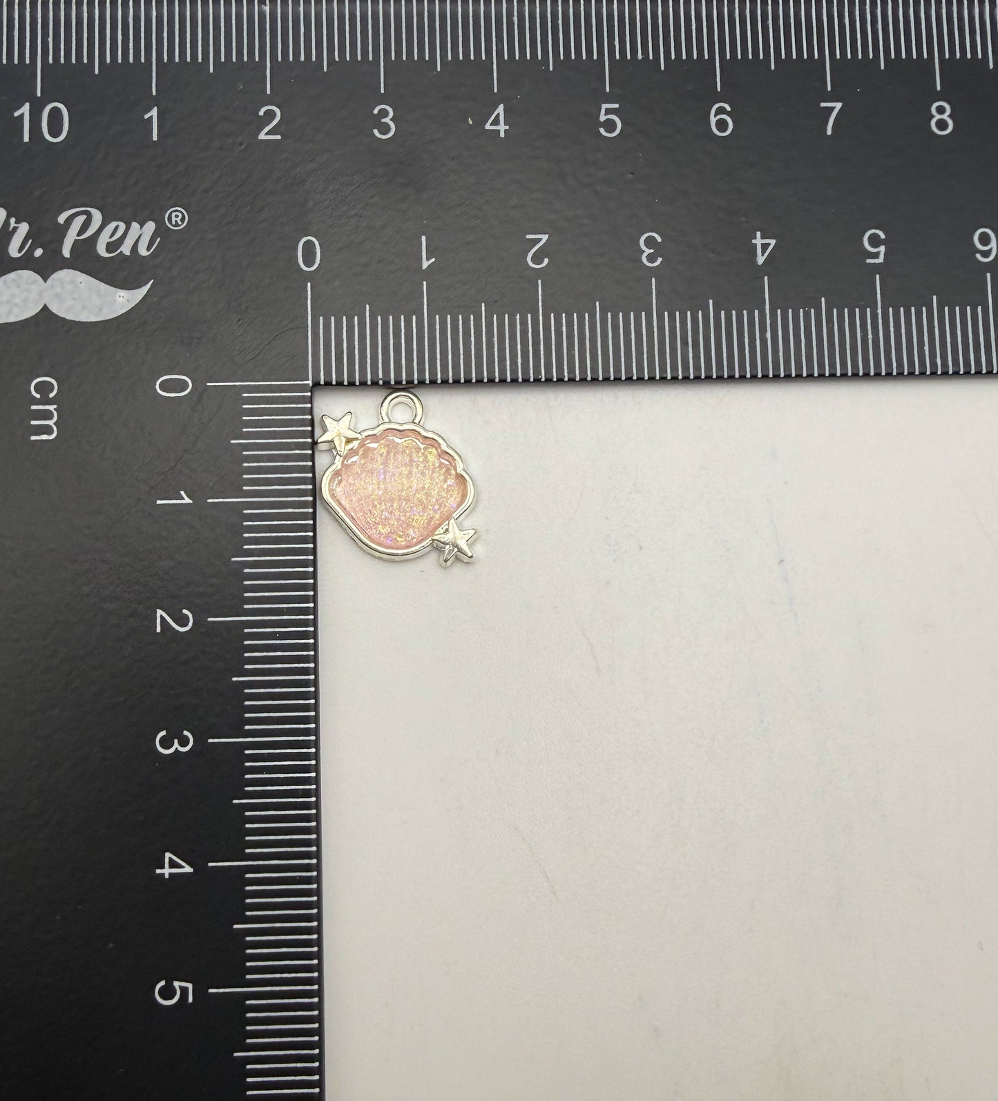 Silver Glittery Resin Filled Shell Metal DIY Charms