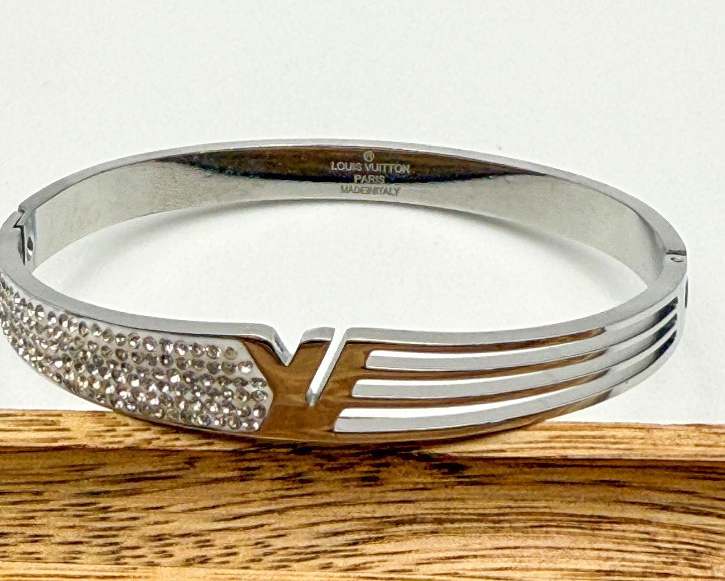 Silver LV Designer Bangle Bracelet