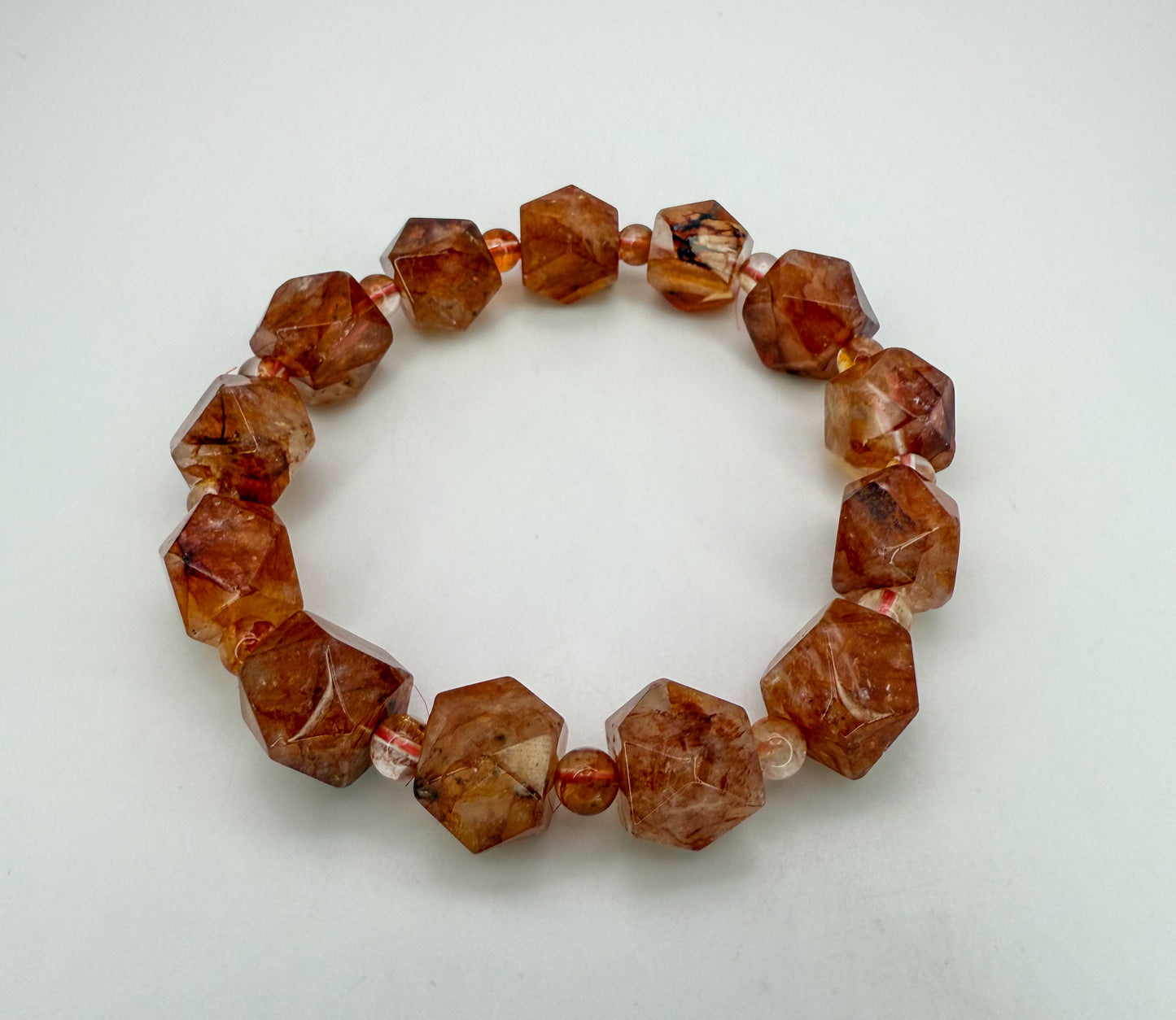 High Quality Fire Quartz Freeform Crystal Beaded Bracelet