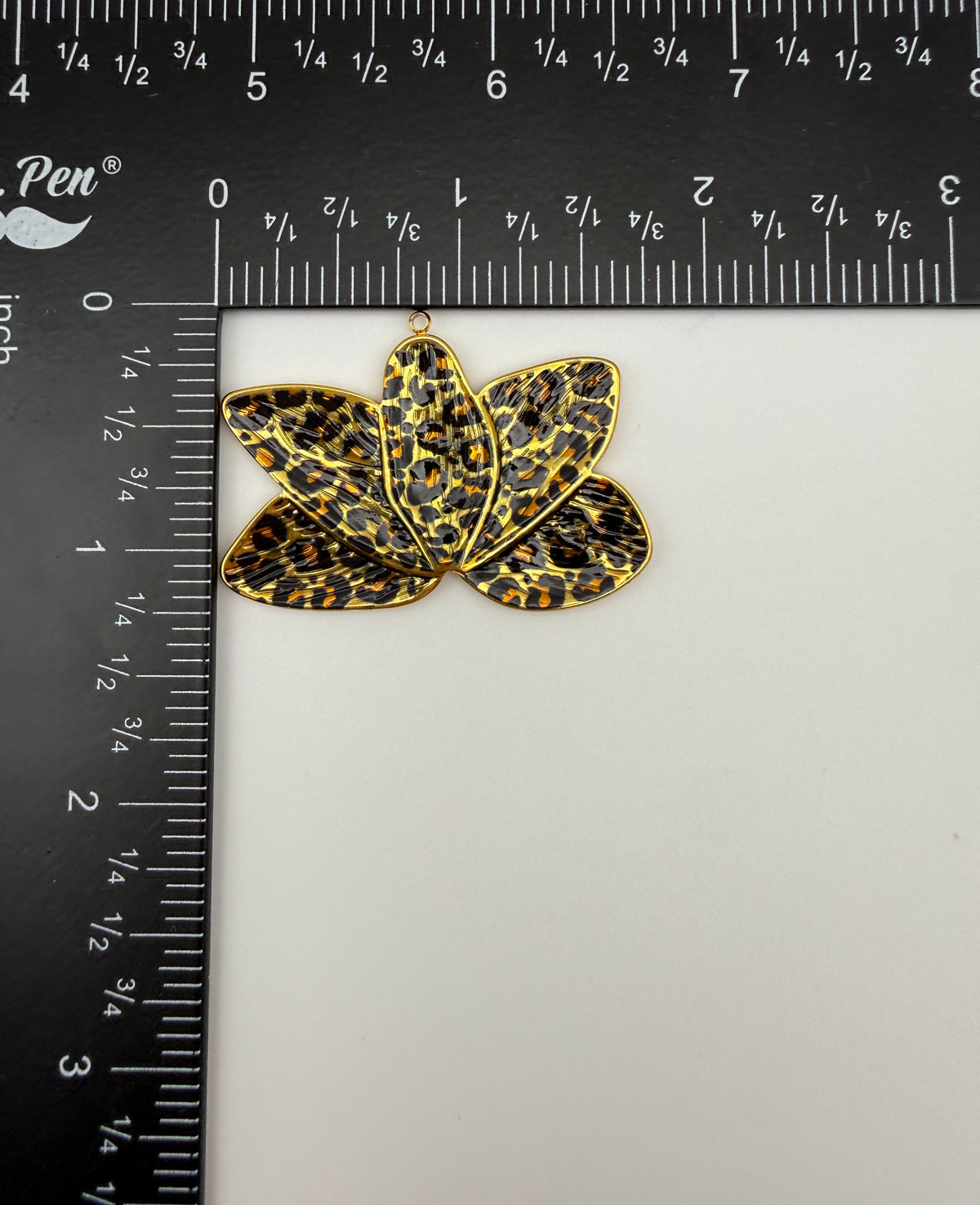 Gold Stainless Steel Leopard Print Flower Charm Pendants