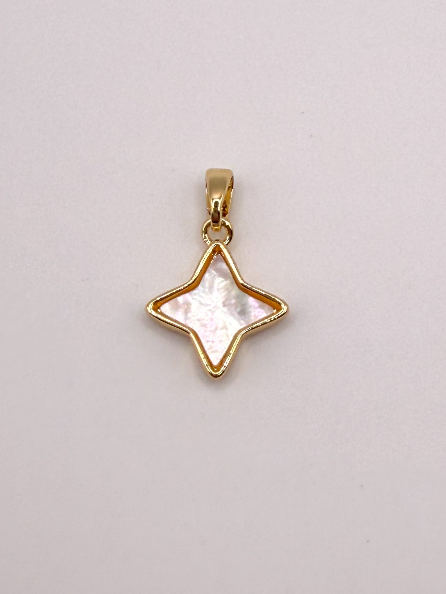 Natural Abalone Shell & Mother of Pearl Shell Clover & Star Gold Charm Pendants