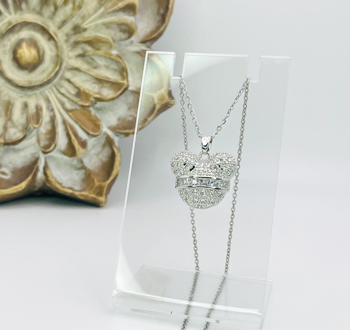 Bling Out Micky Head S925 Sterling Gold & Silver Necklace