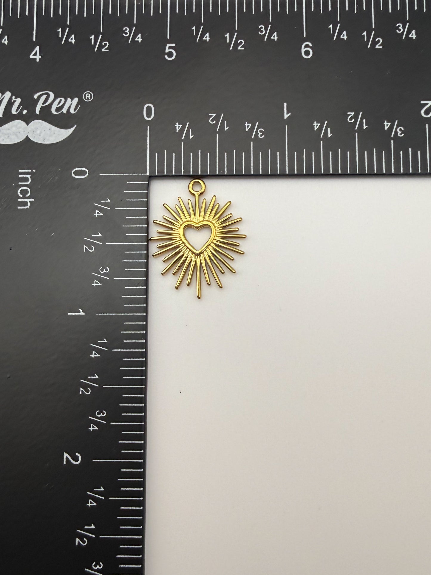 Stainless Steel Gold Fireworks Heart Charm