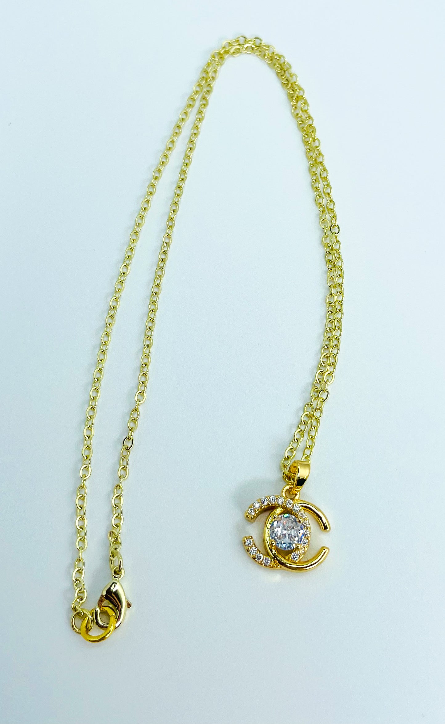 Gold CC Moissanite Diamond Necklace