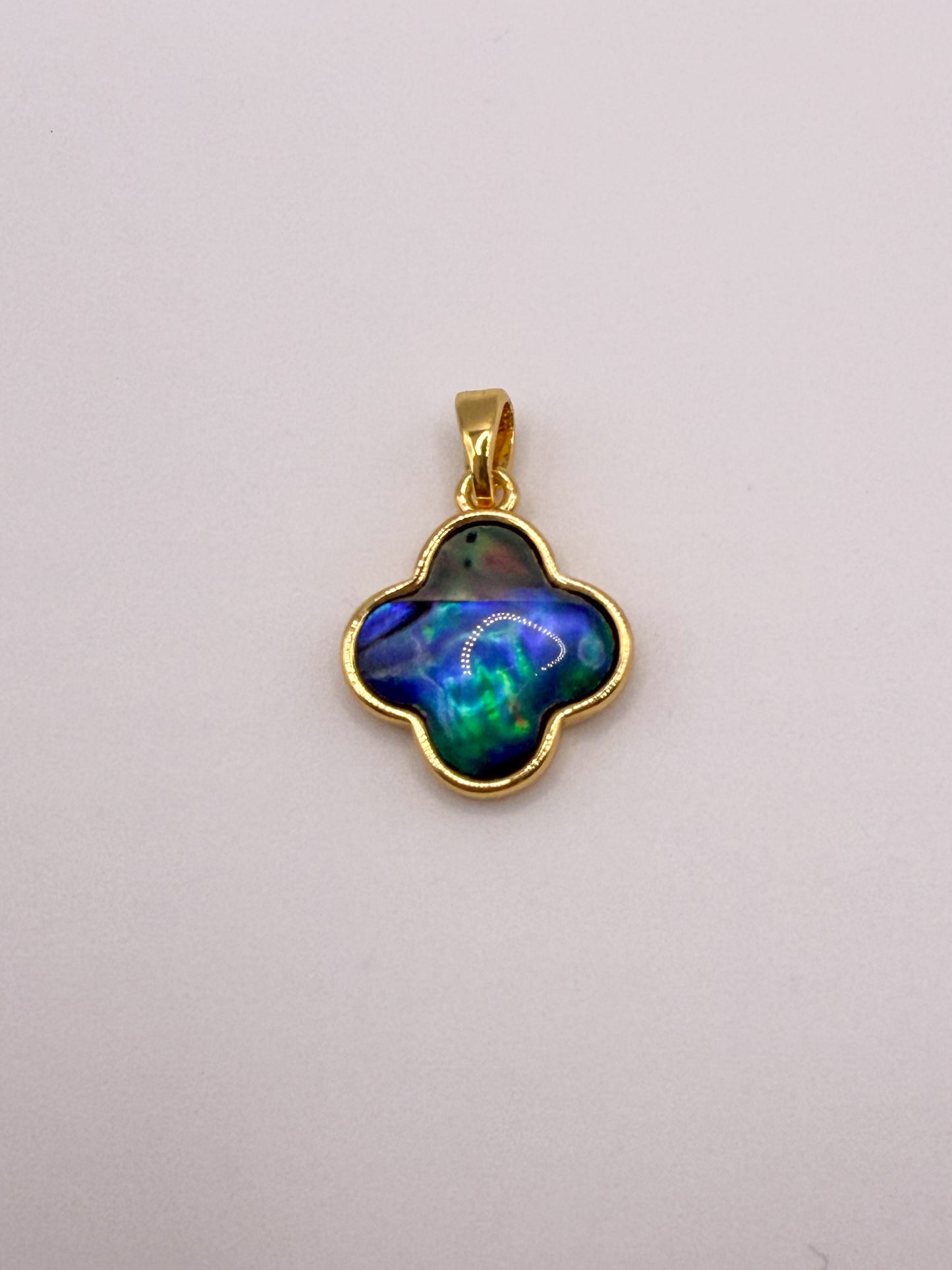 Natural Abalone Shell & Mother of Pearl Shell Clover & Star Gold Charm Pendants