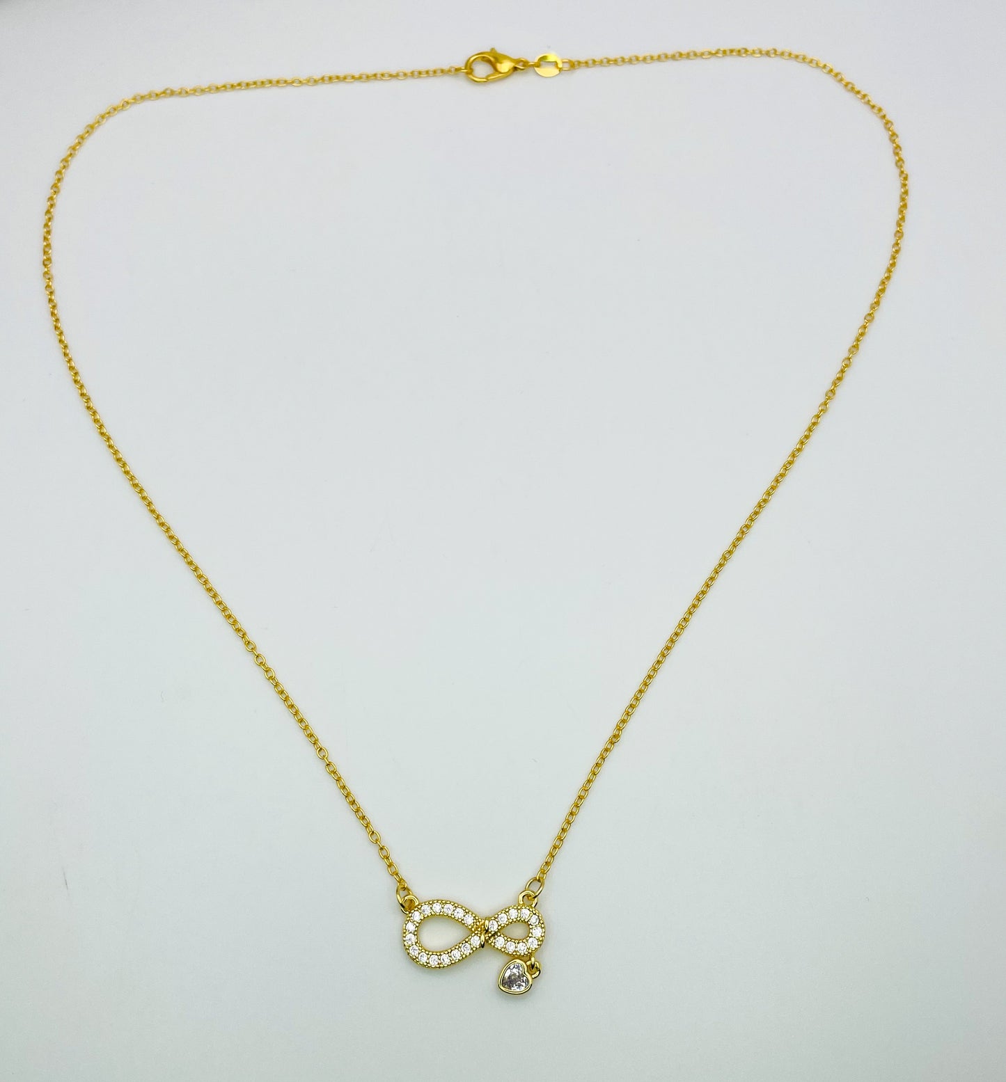 18k Gold Overlay S925 Sterling Silver Infinity Necklace