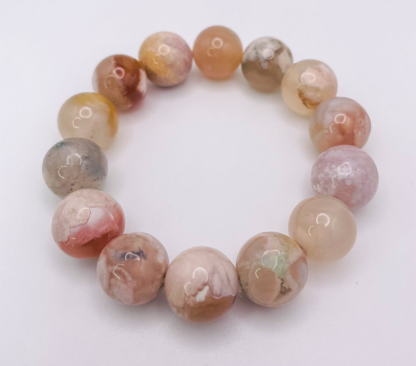 Natural Sakura Flower Agate Crystal Bracelet