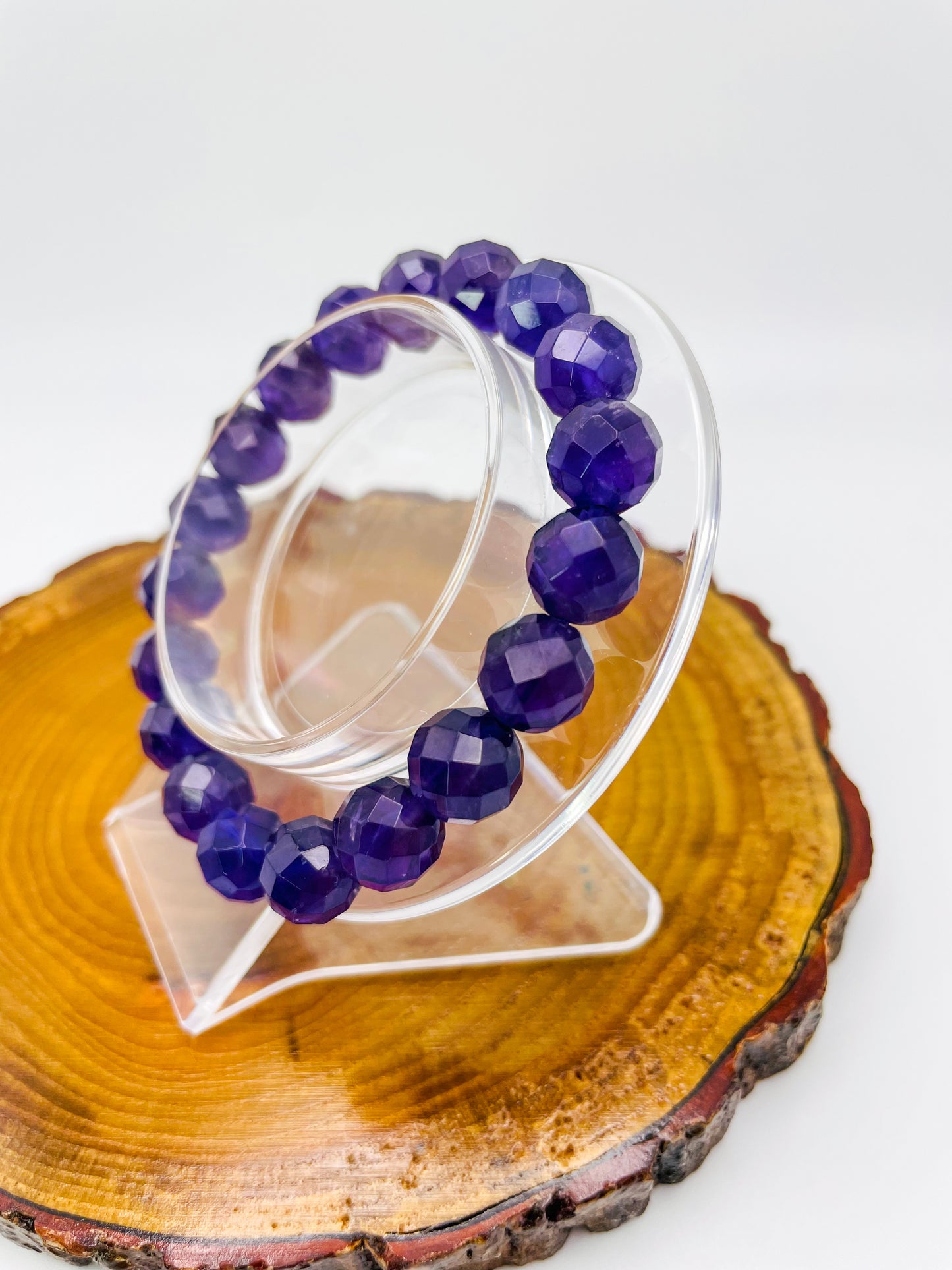 Faceted Natural Amethyst Crystal Bracelet