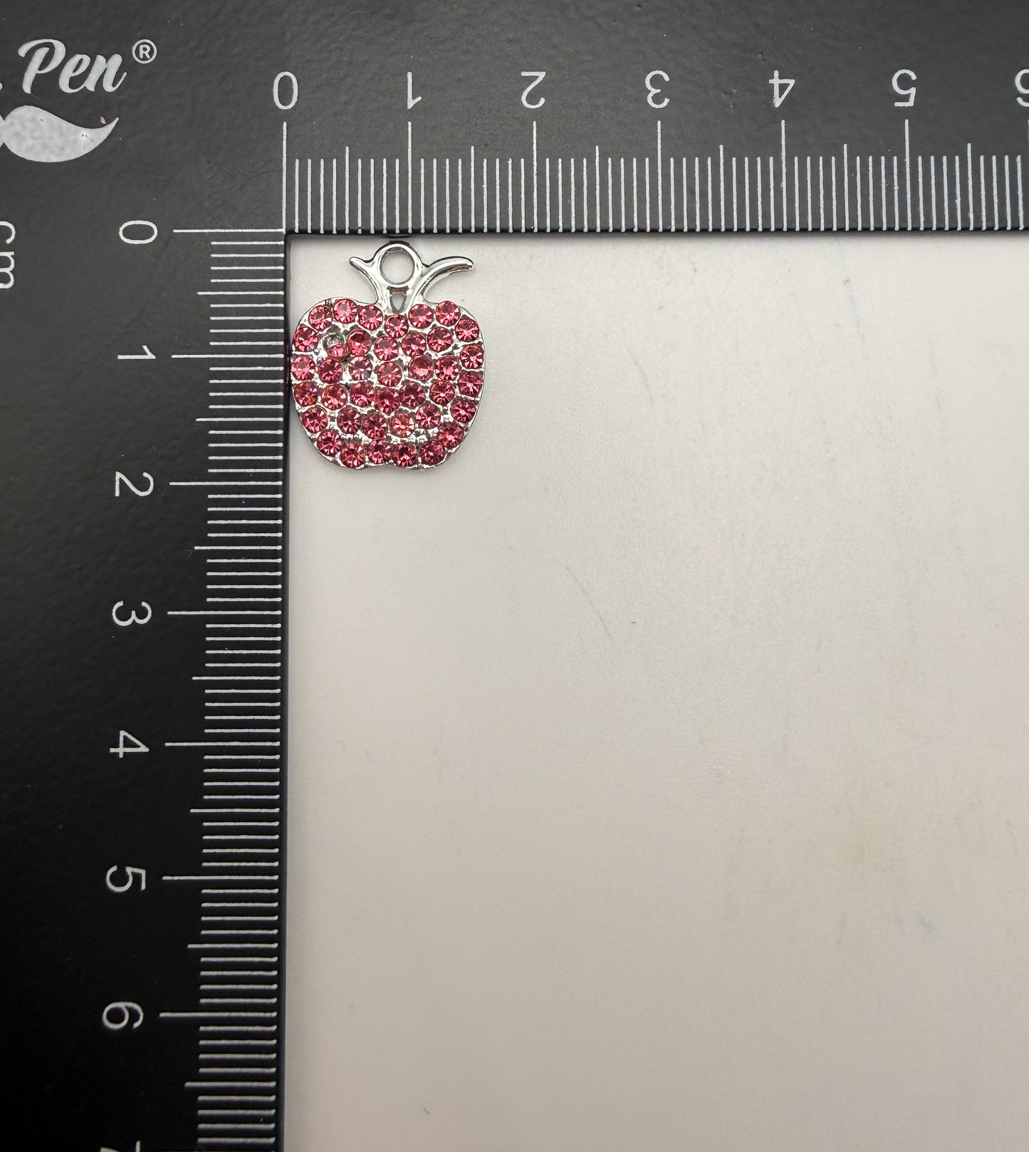 Silver Bling Apple Metal Charm