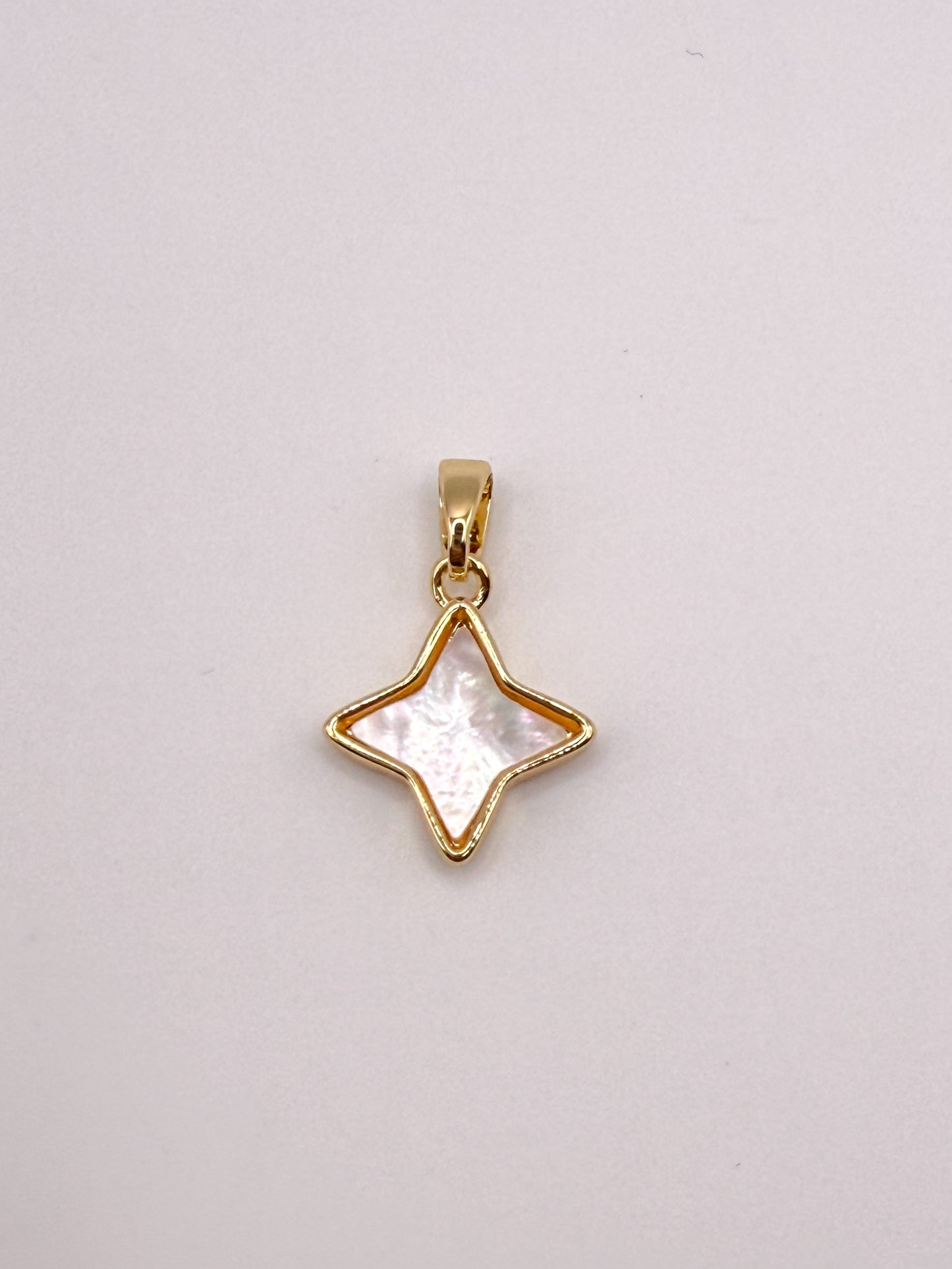 Natural Abalone Shell & Mother of Pearl Shell Clover & Star Gold Charm Pendants